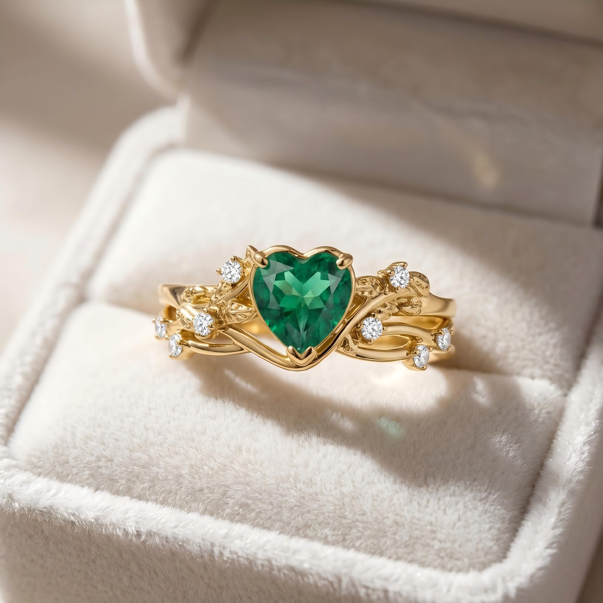 Emerald Ring For Women One To Three Carat In 10K 14K Or 18K Gold May Birthstone Wedding Promise Ring Free Engraving - The misfit market