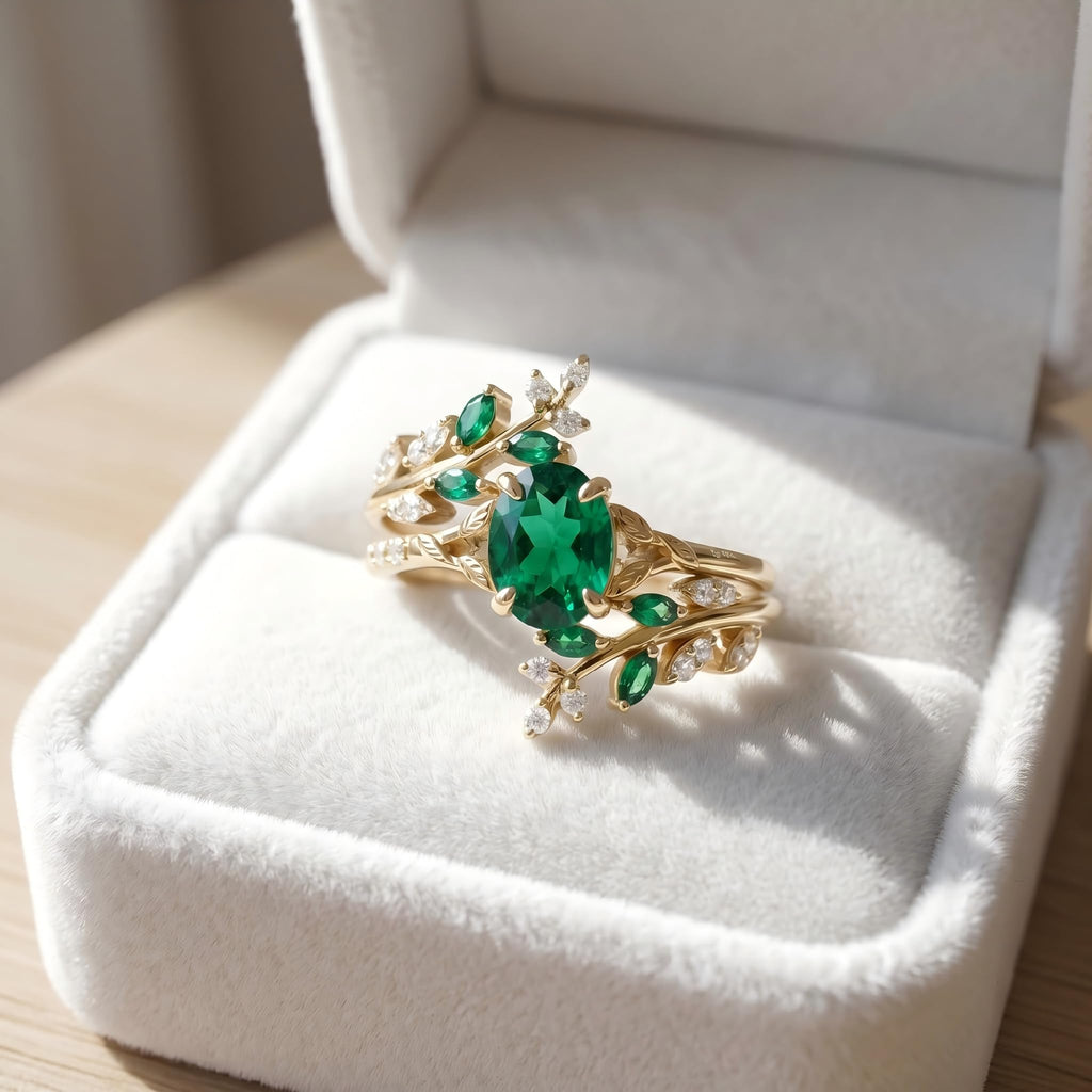 Emerald Ring For Women One To Three Carat In 10K 14K Or 18K Gold May Birthstone Wedding Promise Ring Free Engraving - The misfit market