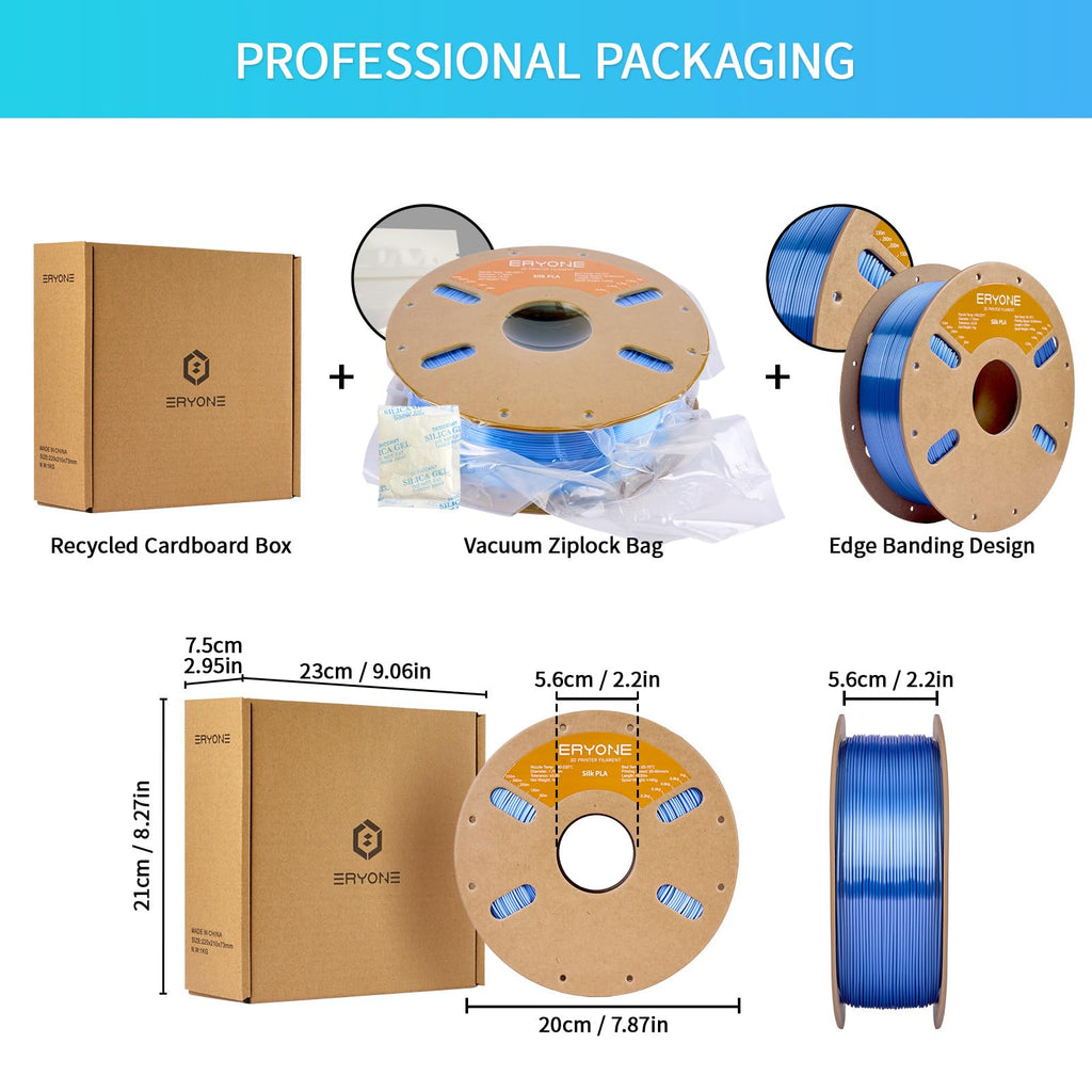 ERYONE Silk Tri Color PLA Filament 3D Printer 1.75mm +/- 0.03mm, Multicolor Filament Tricolor PLA Bundle 2KG Cardboard Spool, Red Blue Green - The misfit market