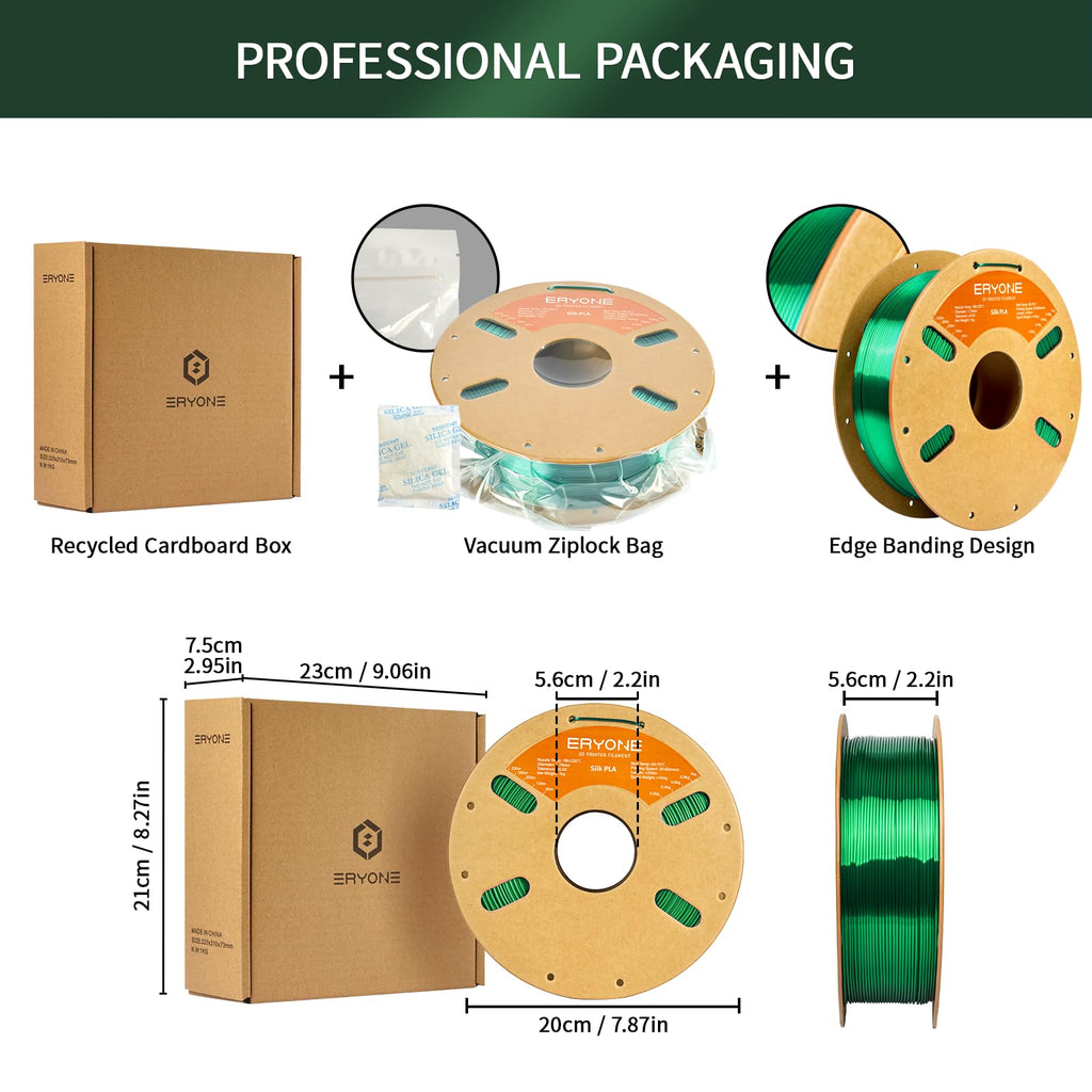 ERYONE Silk Tri Color PLA Filament 3D Printer 1.75mm +/- 0.03mm, Multicolor Filament Tricolor PLA Bundle 2KG Cardboard Spool, Red Blue Green - The misfit market