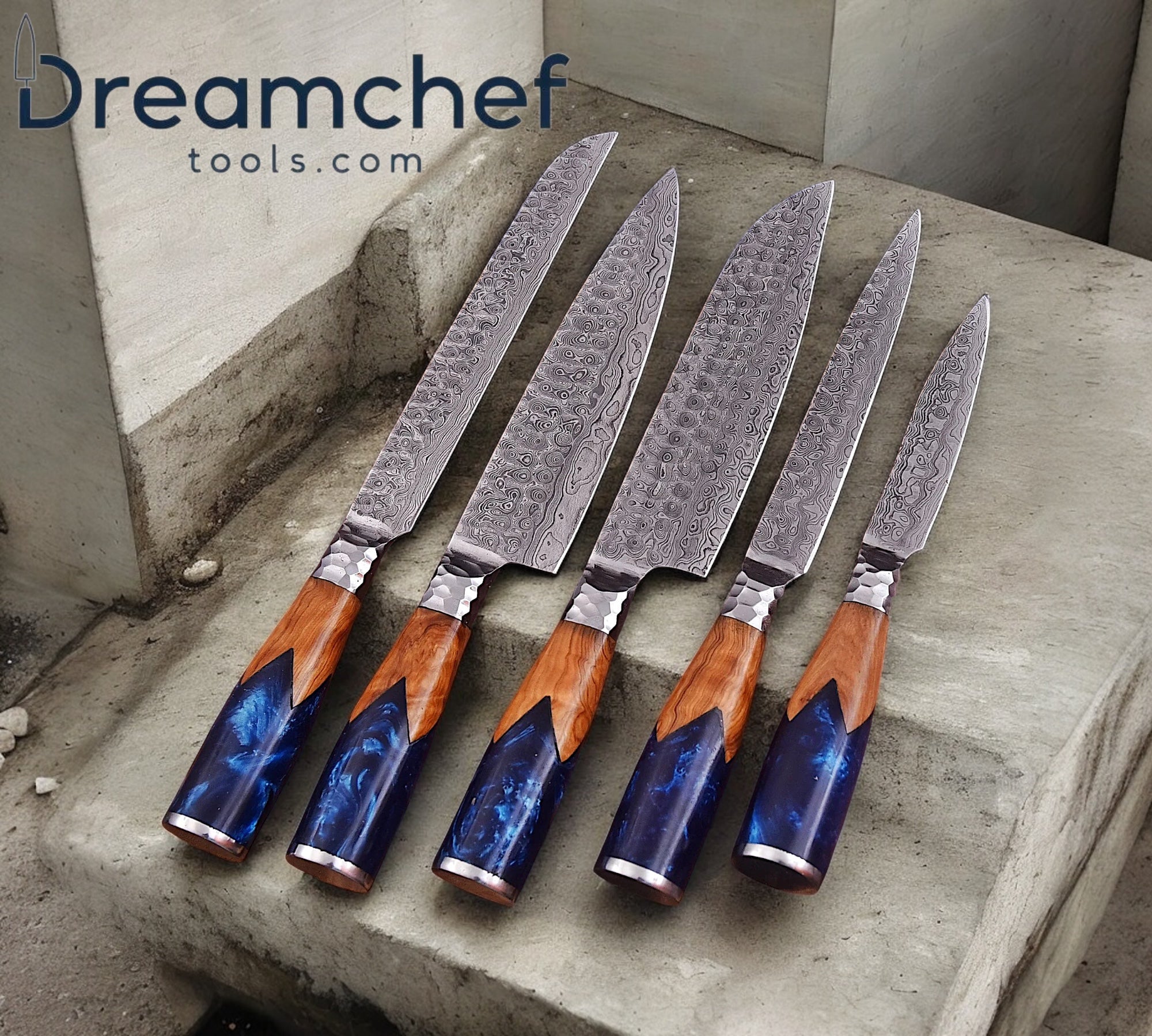Sharp Knife Set – 13” Handmade Damascus Steel Chef Knife with Olive Wood or Resin Handle & Leather Sheath - The misfit market