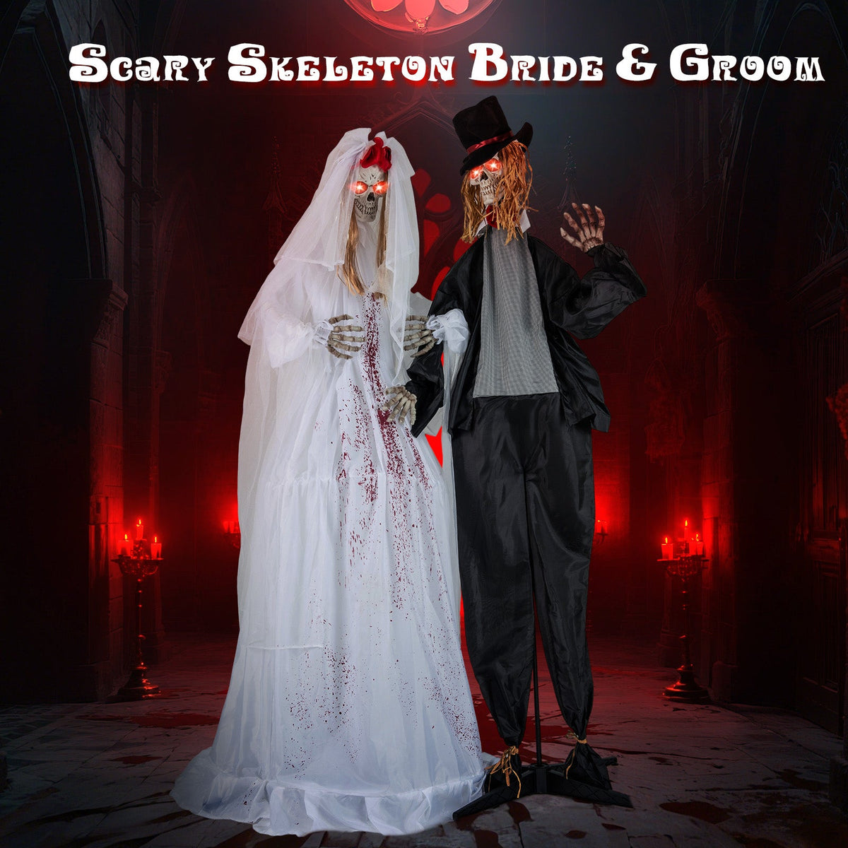 Halloween Animatronic Standing Bride 7.2 Ft Haunted House Decoration