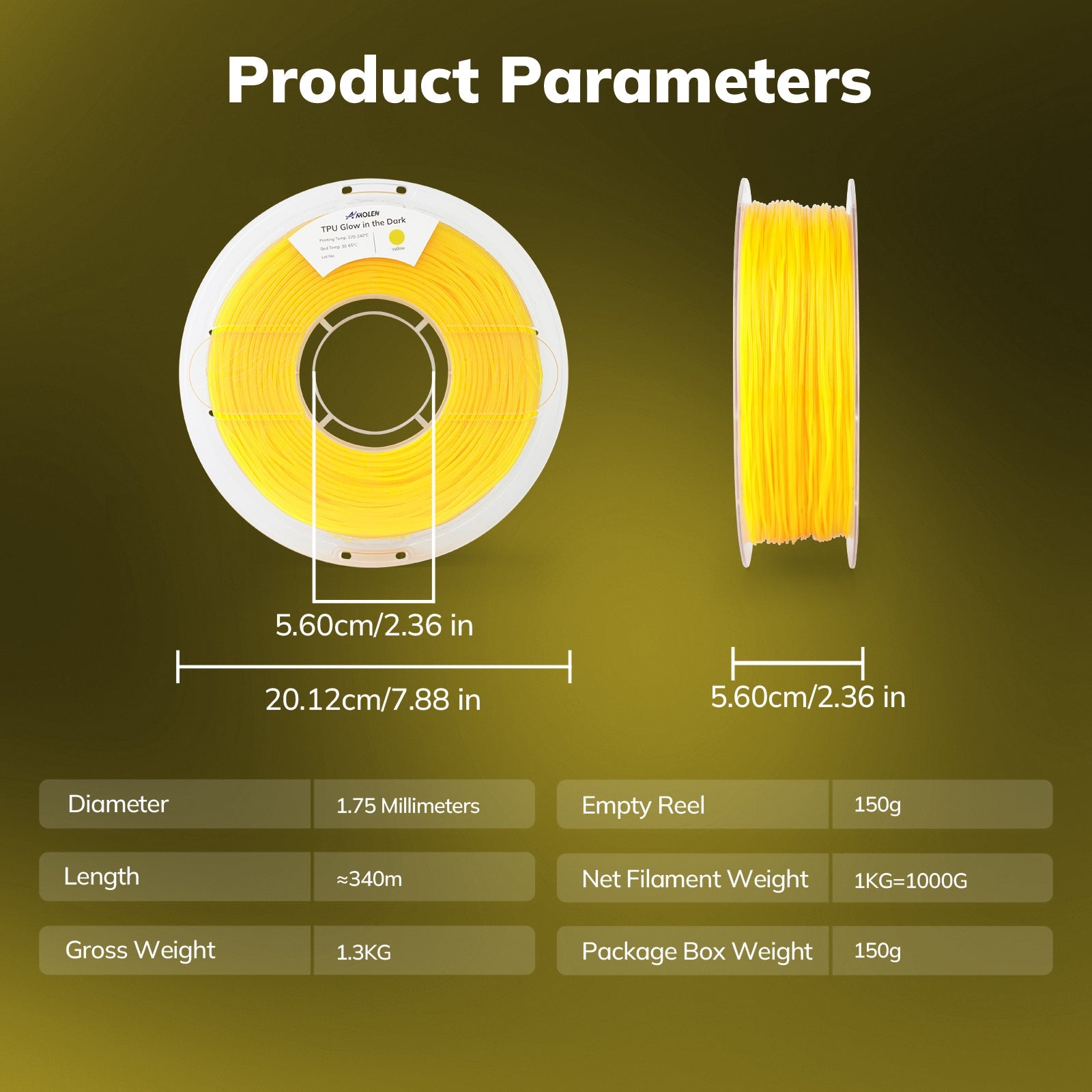 TPU Glow-in-the-Dark 1.75mm, 1KG/2.2LB - The misfit market