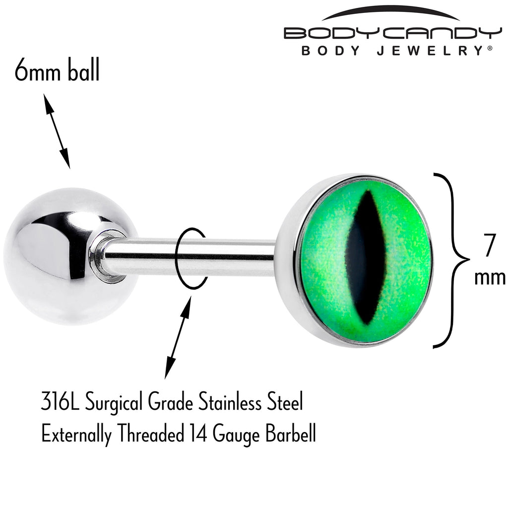 Kitty Green Eye UV Reactive Barbell Tongue Ring - The misfit market