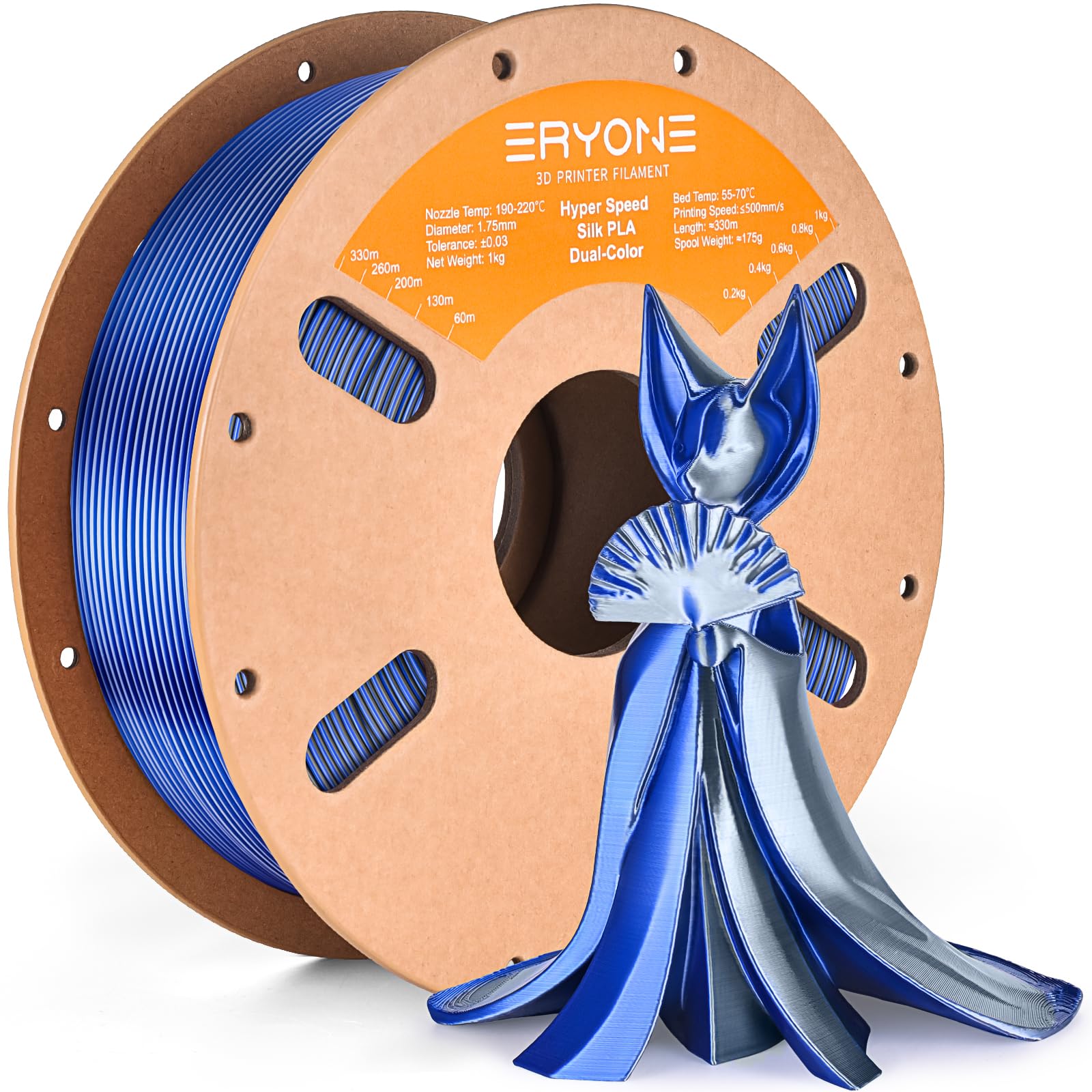 ERYONE Silk Filament PLA+ 1.75mm Shiny 3D Printer Filament, Multicolor PLA 4 in 1, 1kg (2.2LBS)/Spool, HS Silk Quadruple Color Aurora Dream (Teal Green & Violet & Electric Pink & Indigo) - The misfit market