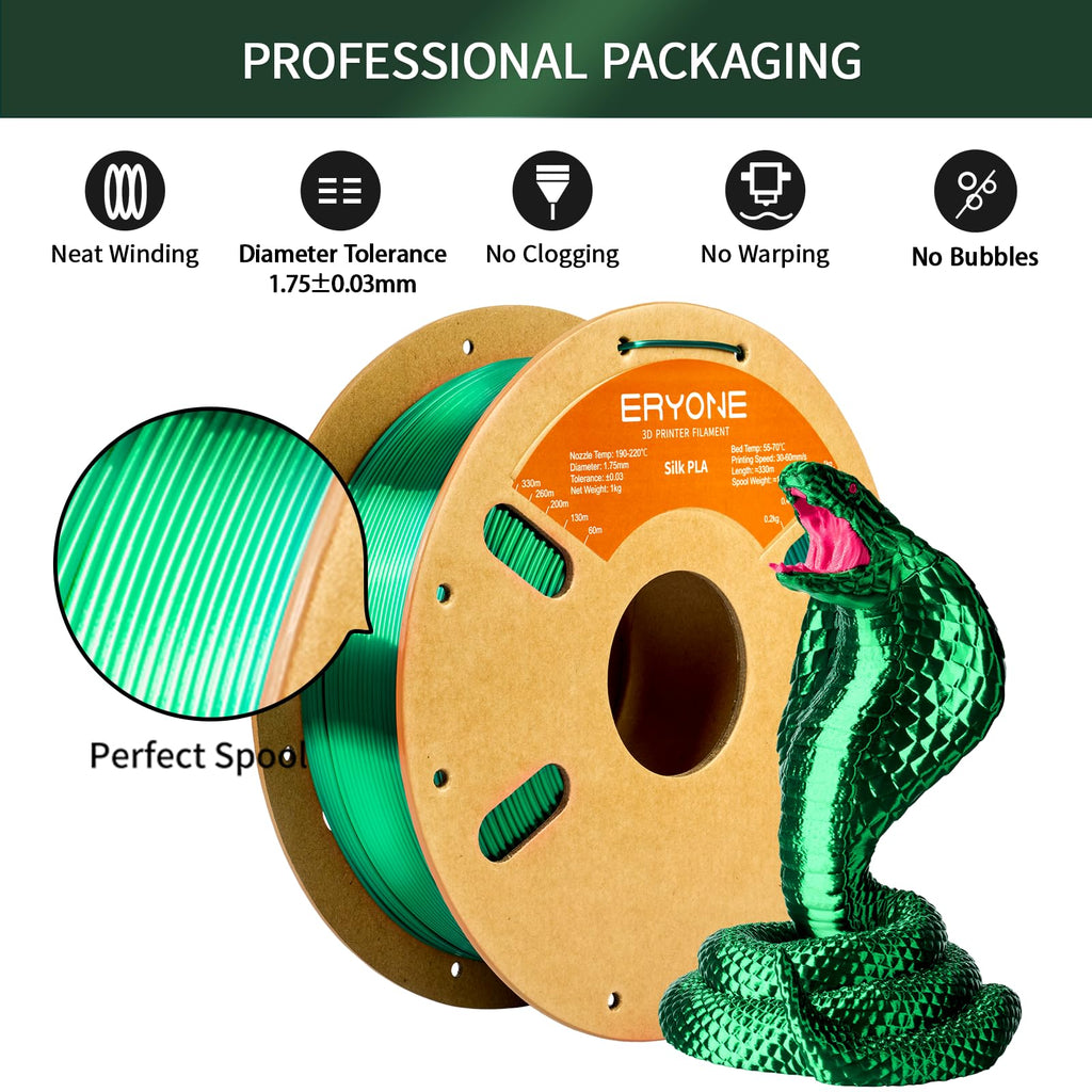 ERYONE Silk Tri Color PLA Filament 3D Printer 1.75mm +/- 0.03mm, Multicolor Filament Tricolor PLA Bundle 2KG Cardboard Spool, Red Blue Green - The misfit market