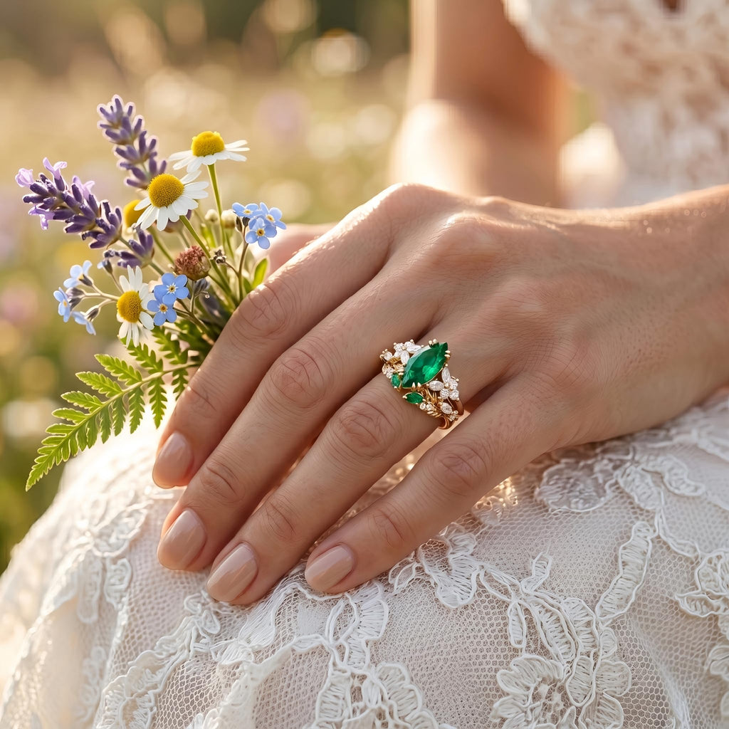Emerald Ring For Women One To Three Carat In 10K 14K Or 18K Gold May Birthstone Wedding Promise Ring Free Engraving - The misfit market