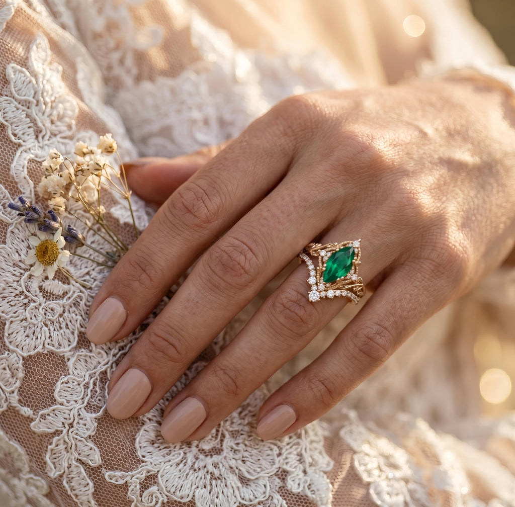Emerald Ring For Women One To Three Carat In 10K 14K Or 18K Gold May Birthstone Wedding Promise Ring Free Engraving - The misfit market