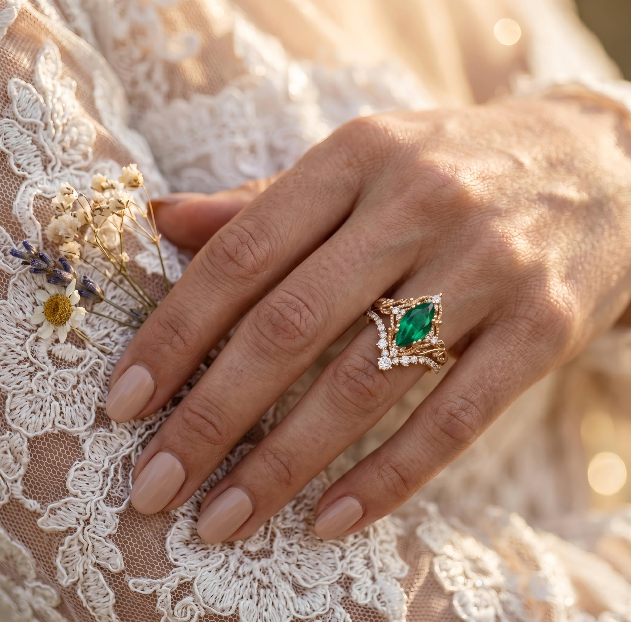 Emerald Ring For Women One To Three Carat In 10K 14K Or 18K Gold May Birthstone Wedding Promise Ring Free Engraving - The misfit market