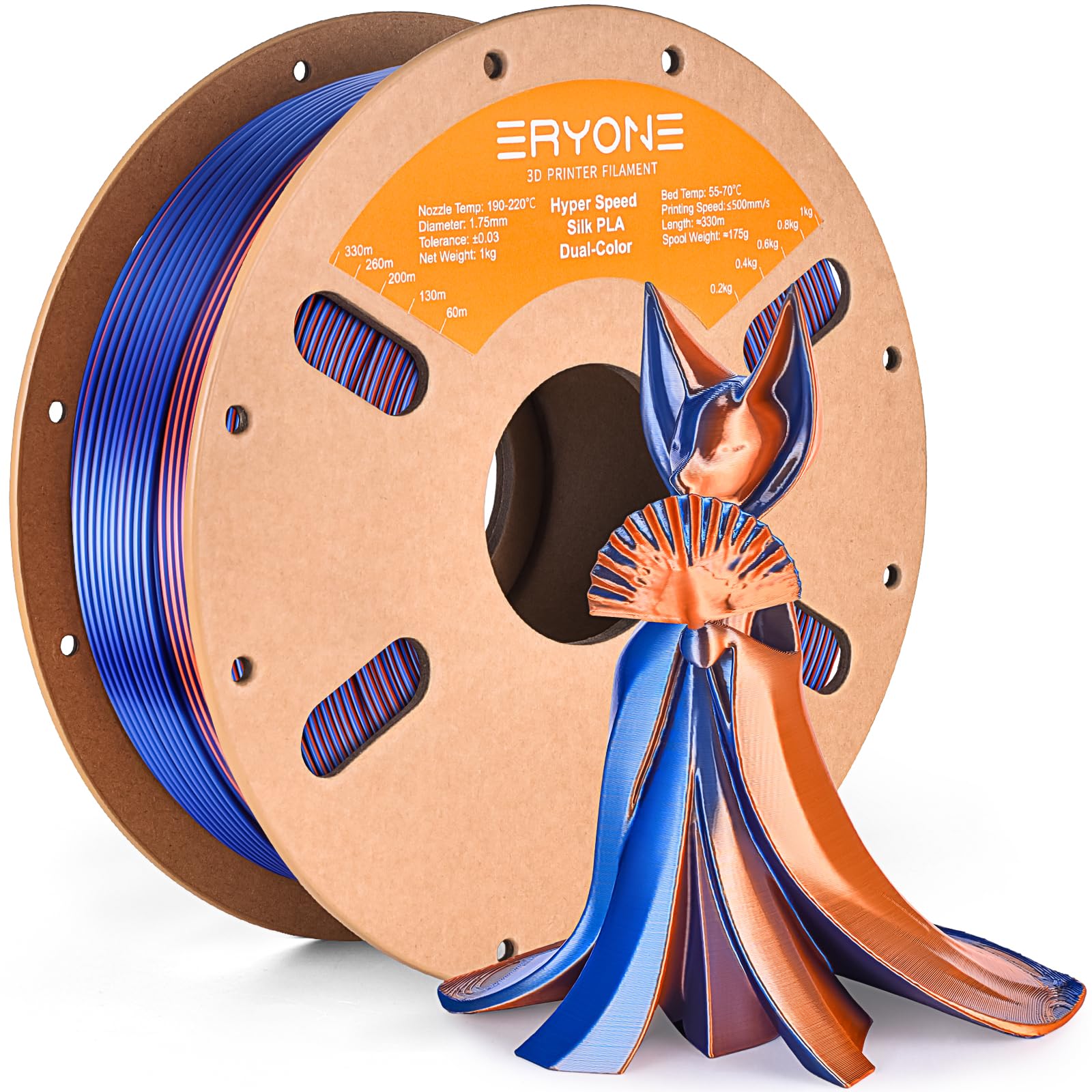 ERYONE Silk Filament PLA+ 1.75mm Shiny 3D Printer Filament, Multicolor PLA 4 in 1, 1kg (2.2LBS)/Spool, HS Silk Quadruple Color Aurora Dream (Teal Green & Violet & Electric Pink & Indigo) - The misfit market