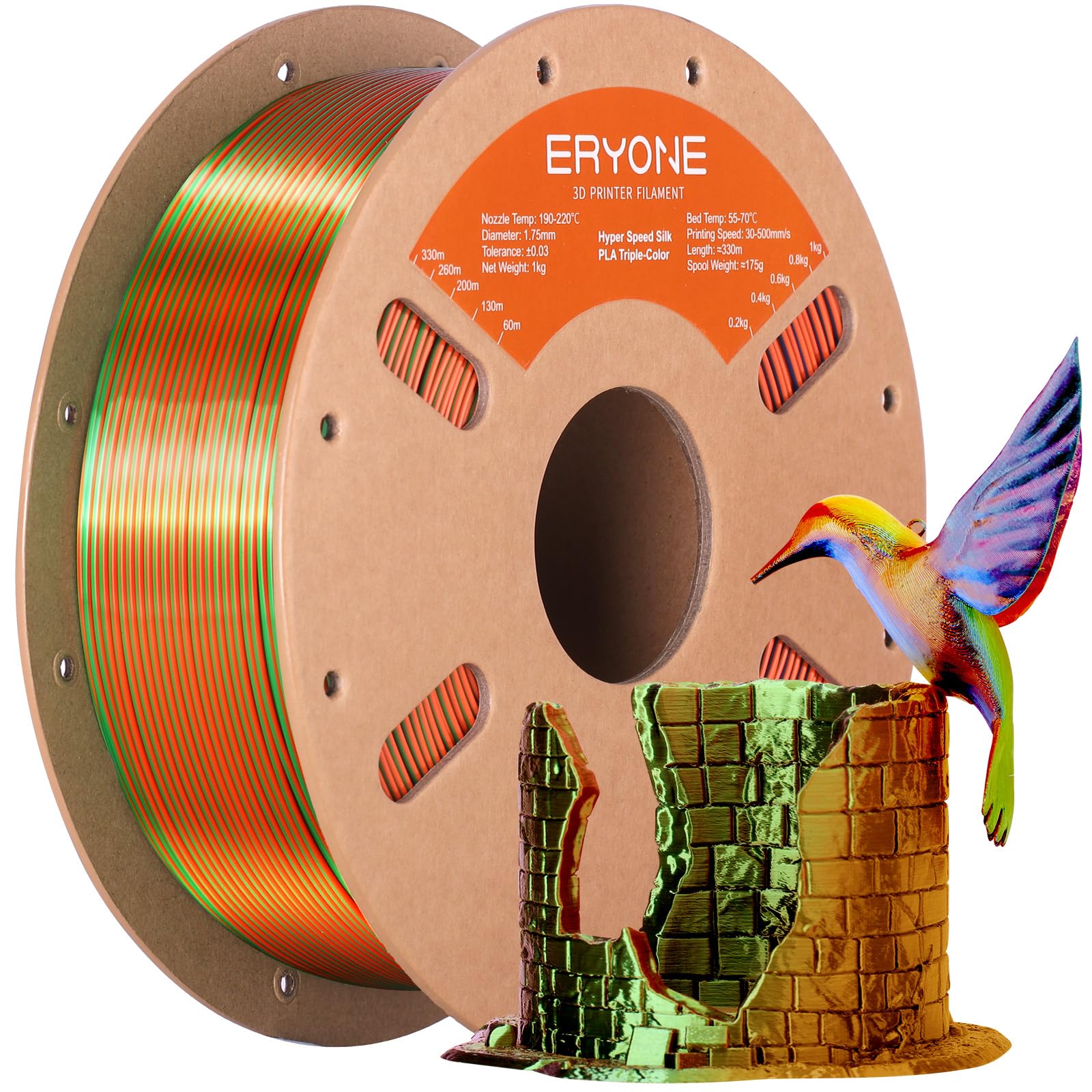 ERYONE Silk Filament PLA+ 1.75mm Shiny 3D Printer Filament, Multicolor PLA 4 in 1, 1kg (2.2LBS)/Spool, HS Silk Quadruple Color Aurora Dream (Teal Green & Violet & Electric Pink & Indigo) - The misfit market