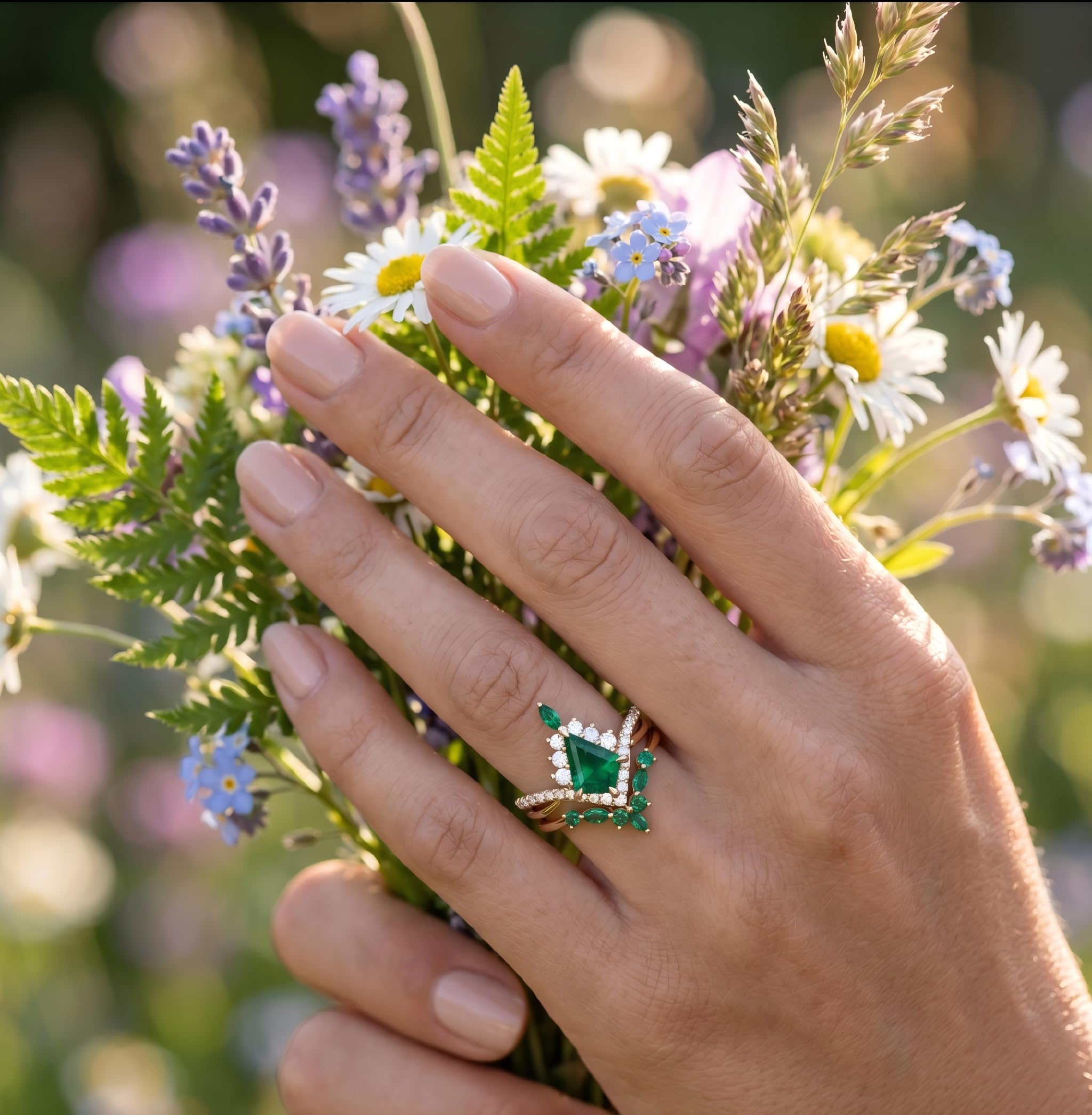 Emerald Ring For Women One To Three Carat In 10K 14K Or 18K Gold May Birthstone Wedding Promise Ring Free Engraving - The misfit market