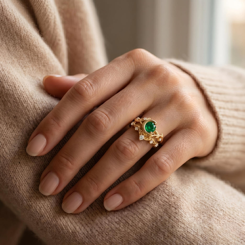 Emerald Ring For Women One To Three Carat In 10K 14K Or 18K Gold May Birthstone Wedding Promise Ring Free Engraving - The misfit market
