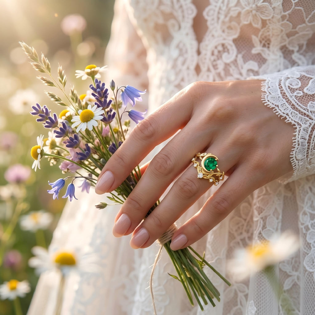 Emerald Ring For Women One To Three Carat In 10K 14K Or 18K Gold May Birthstone Wedding Promise Ring Free Engraving - The misfit market