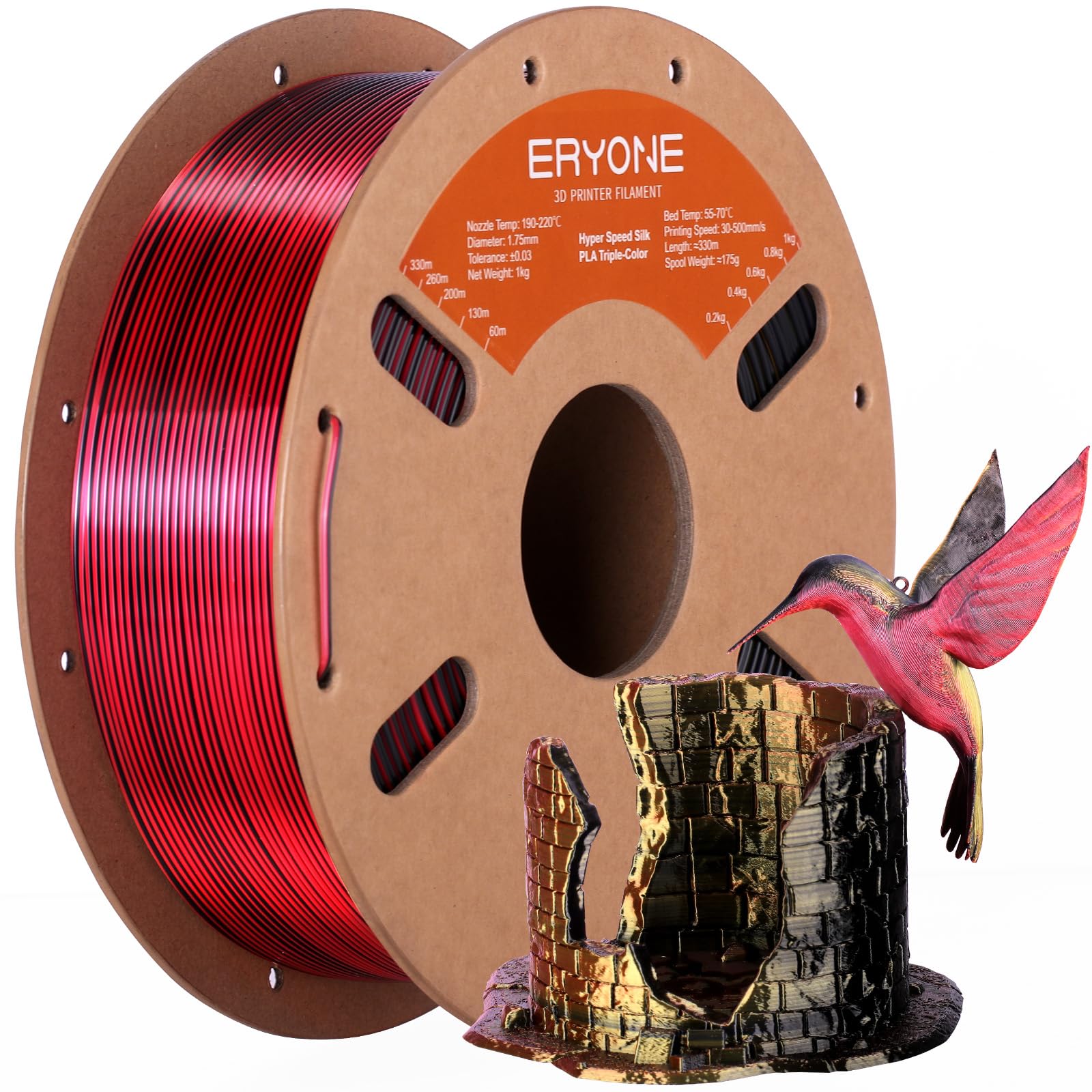 ERYONE Silk Filament PLA+ 1.75mm Shiny 3D Printer Filament, Multicolor PLA 4 in 1, 1kg (2.2LBS)/Spool, HS Silk Quadruple Color Aurora Dream (Teal Green & Violet & Electric Pink & Indigo) - The misfit market
