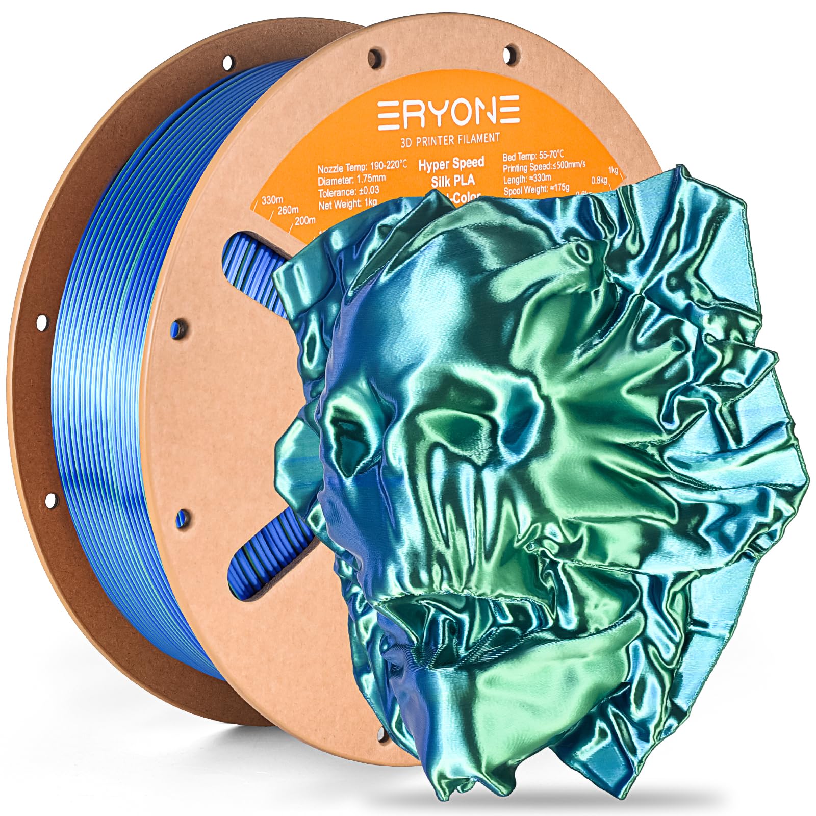 ERYONE Silk Filament PLA+ 1.75mm Shiny 3D Printer Filament, Multicolor PLA 4 in 1, 1kg (2.2LBS)/Spool, HS Silk Quadruple Color Aurora Dream (Teal Green & Violet & Electric Pink & Indigo) - The misfit market