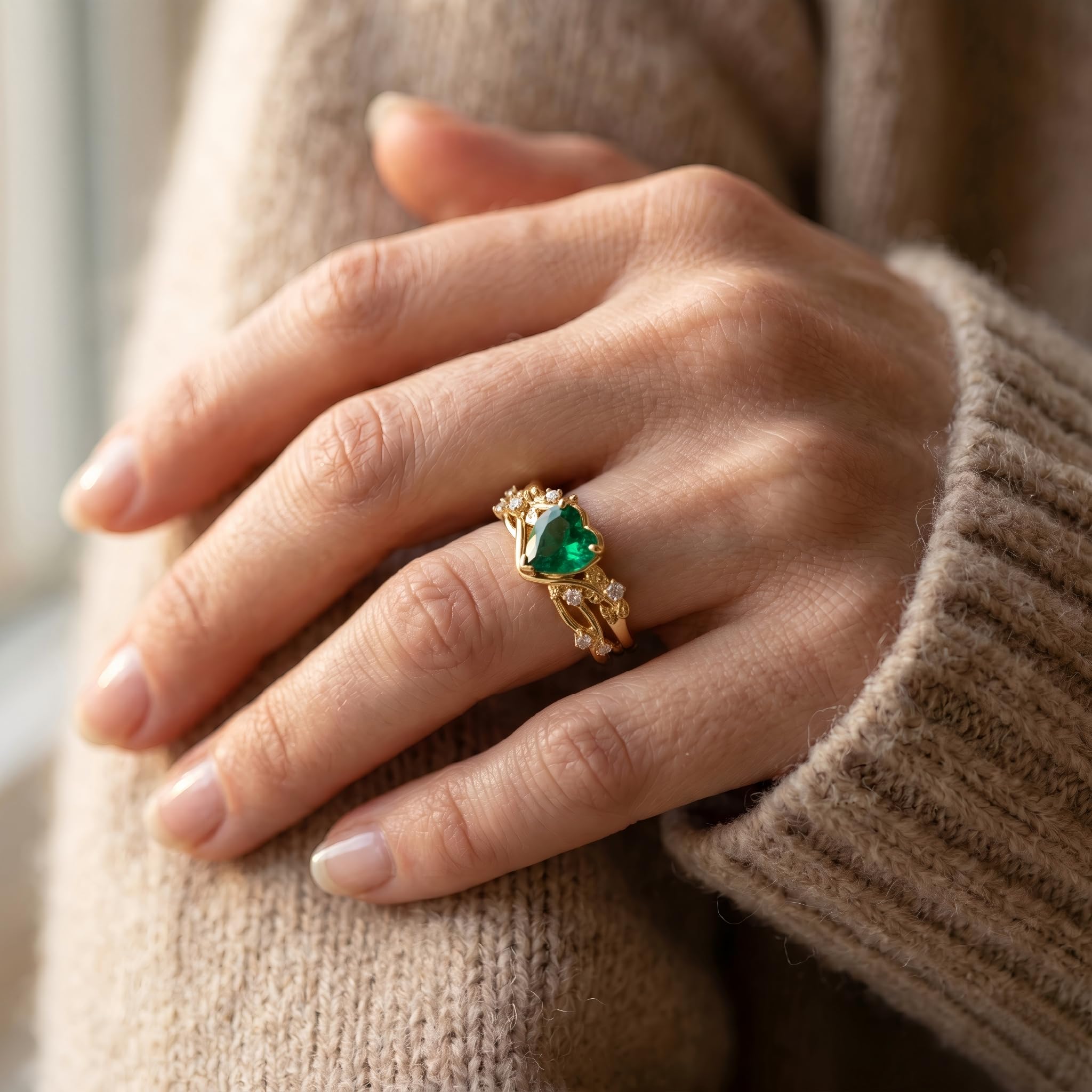 Emerald Ring For Women One To Three Carat In 10K 14K Or 18K Gold May Birthstone Wedding Promise Ring Free Engraving - The misfit market