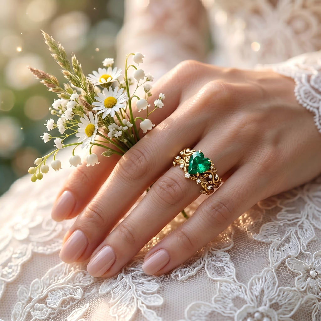 Emerald Ring For Women One To Three Carat In 10K 14K Or 18K Gold May Birthstone Wedding Promise Ring Free Engraving - The misfit market