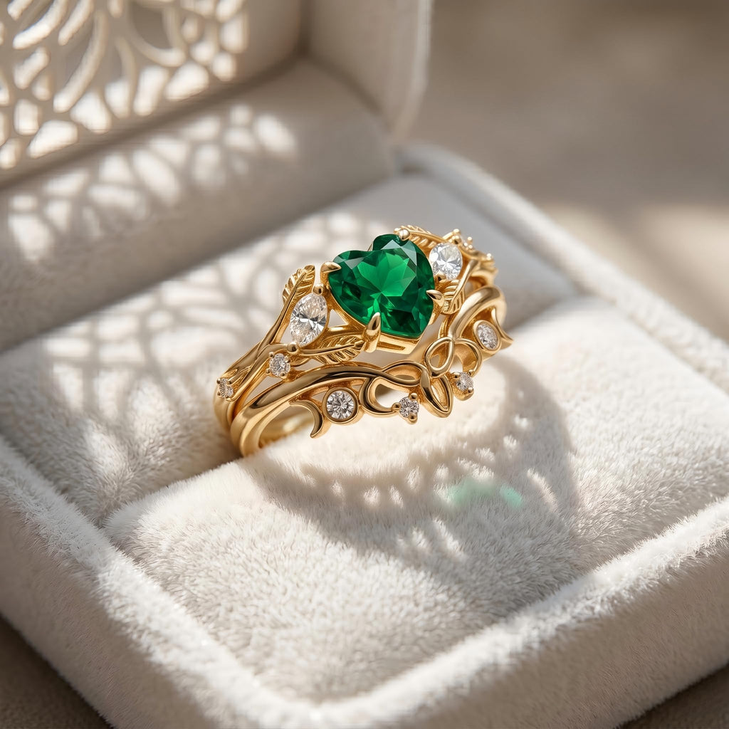 Emerald Ring For Women One To Three Carat In 10K 14K Or 18K Gold May Birthstone Wedding Promise Ring Free Engraving - The misfit market