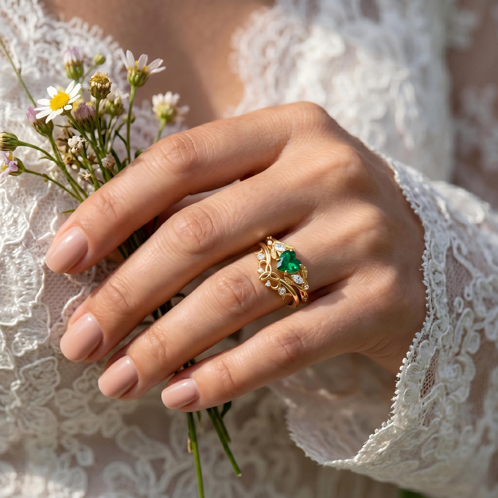 Emerald Ring For Women One To Three Carat In 10K 14K Or 18K Gold May Birthstone Wedding Promise Ring Free Engraving - The misfit market