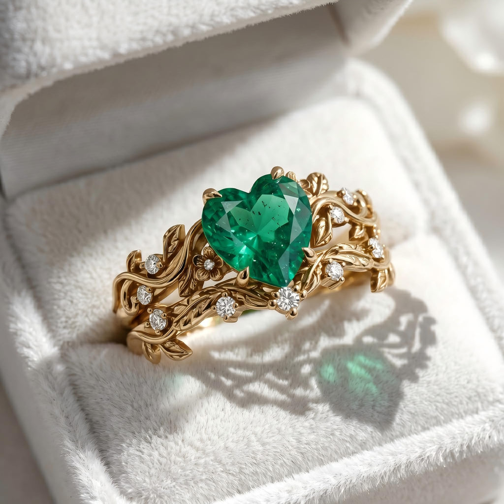 Emerald Ring For Women One To Three Carat In 10K 14K Or 18K Gold May Birthstone Wedding Promise Ring Free Engraving - The misfit market