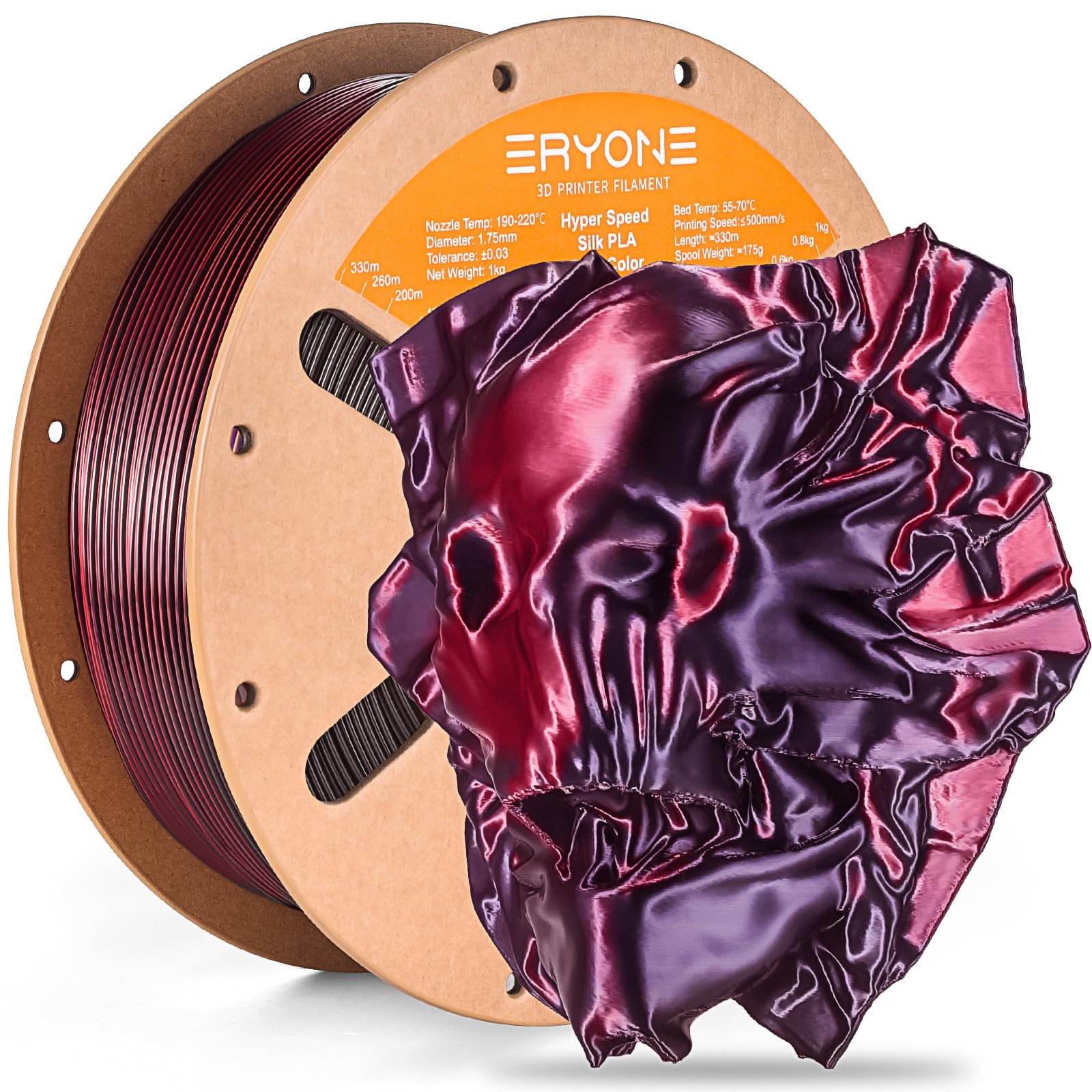 ERYONE Silk Filament PLA+ 1.75mm Shiny 3D Printer Filament, Multicolor PLA 4 in 1, 1kg (2.2LBS)/Spool, HS Silk Quadruple Color Aurora Dream (Teal Green & Violet & Electric Pink & Indigo) - The misfit market