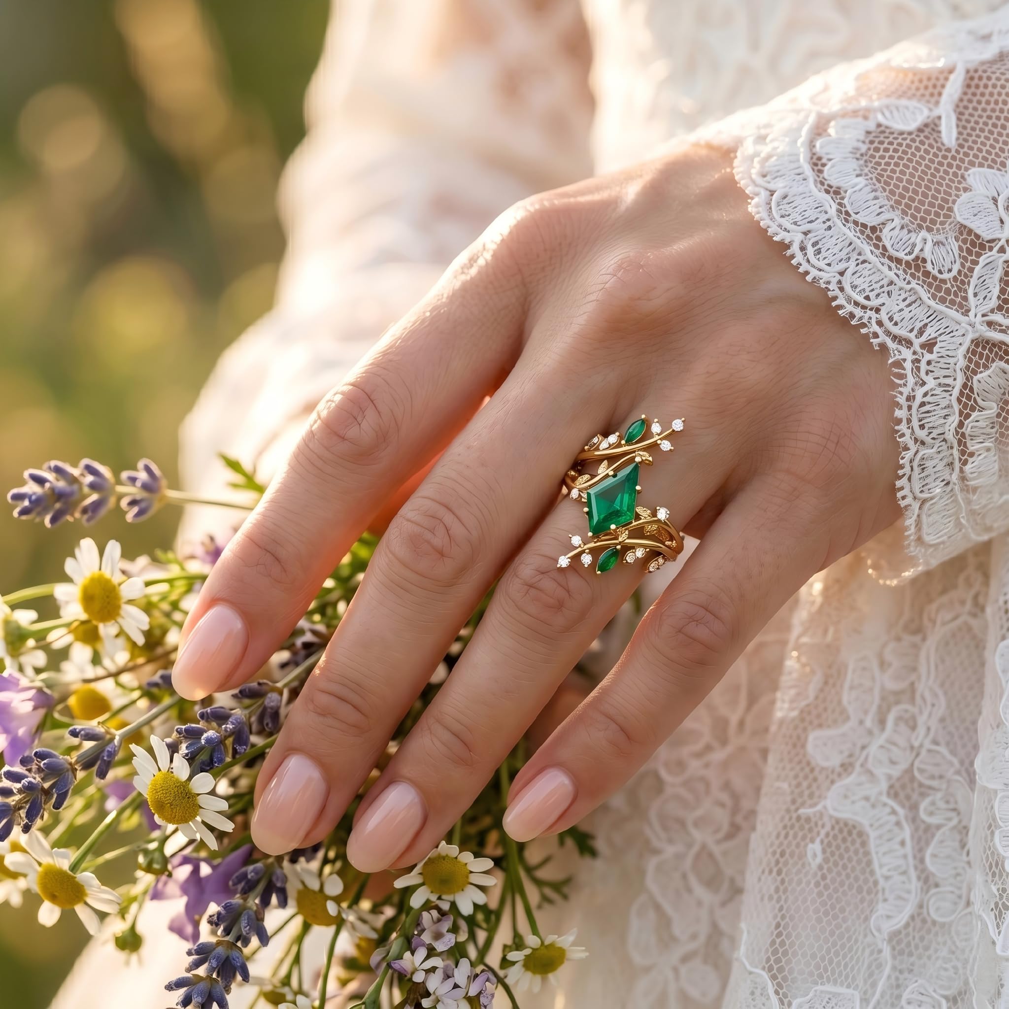 Emerald Ring For Women One To Three Carat In 10K 14K Or 18K Gold May Birthstone Wedding Promise Ring Free Engraving - The misfit market