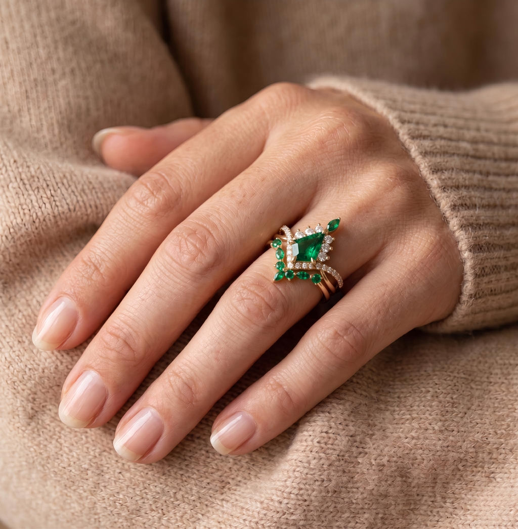 Emerald Ring For Women One To Three Carat In 10K 14K Or 18K Gold May Birthstone Wedding Promise Ring Free Engraving - The misfit market
