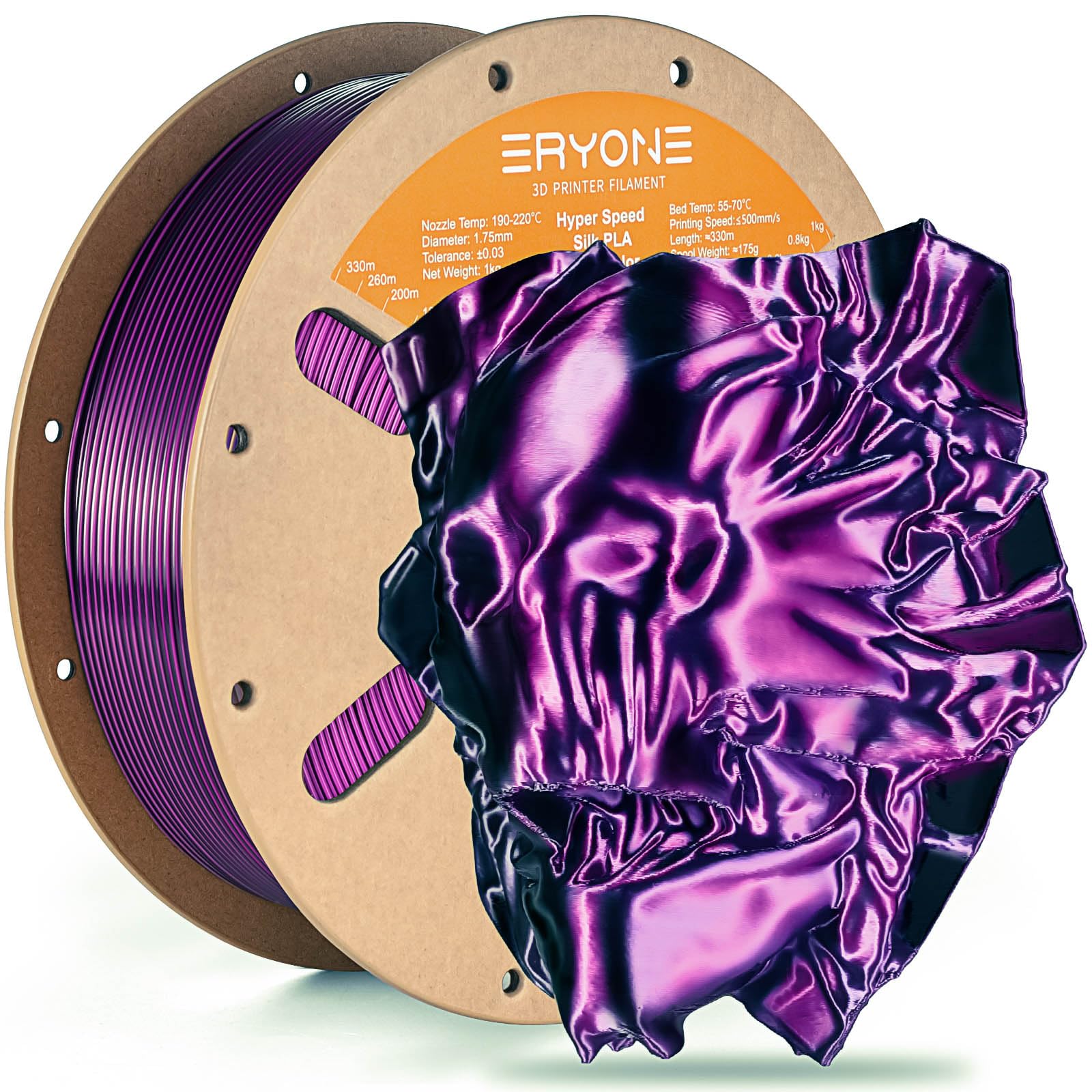 ERYONE Silk Filament PLA+ 1.75mm Shiny 3D Printer Filament, Multicolor PLA 4 in 1, 1kg (2.2LBS)/Spool, HS Silk Quadruple Color Aurora Dream (Teal Green & Violet & Electric Pink & Indigo) - The misfit market
