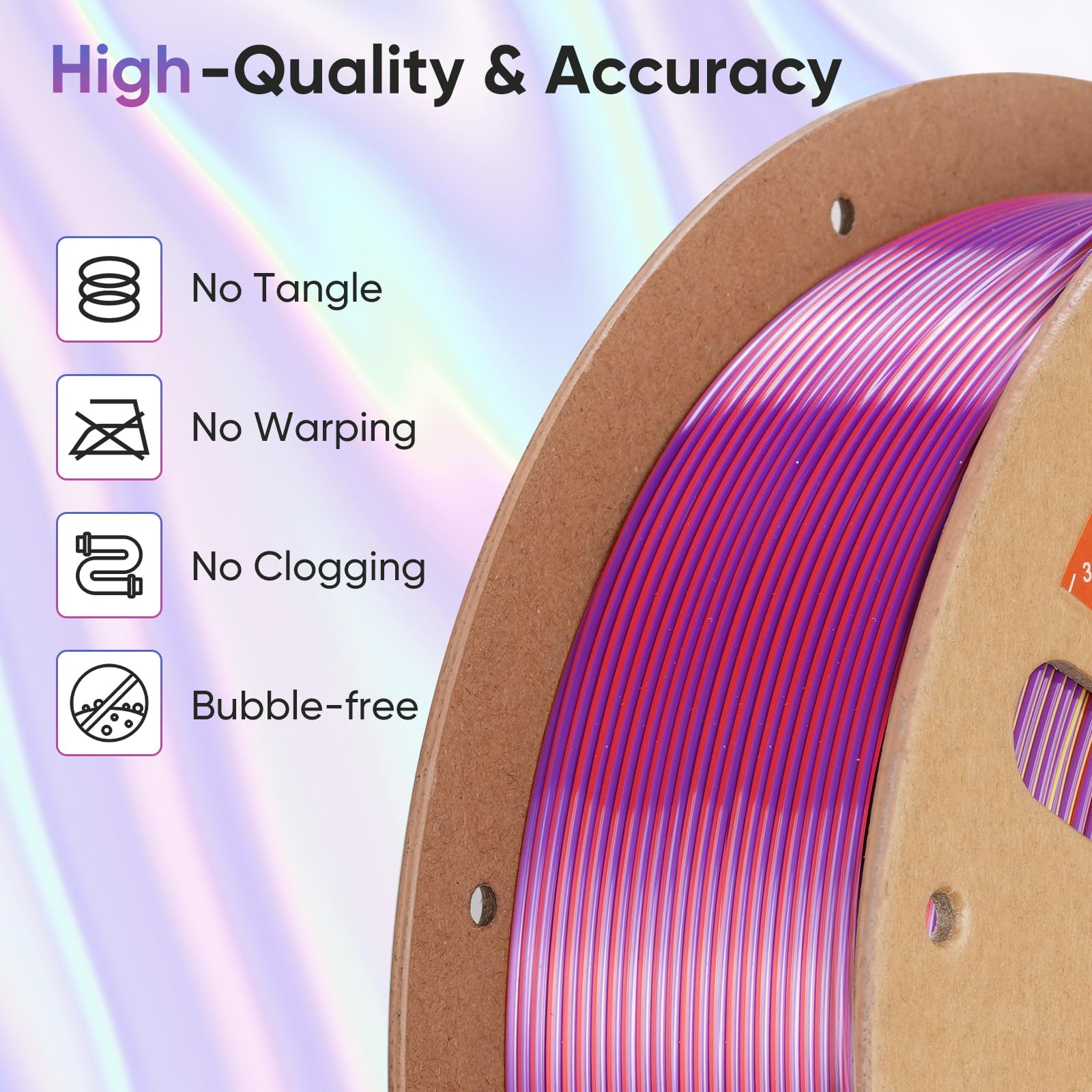 ERYONE Silk Filament PLA+ 1.75mm Shiny 3D Printer Filament, Multicolor PLA 4 in 1, 1kg (2.2LBS)/Spool, HS Silk Quadruple Color Aurora Dream (Teal Green & Violet & Electric Pink & Indigo) - The misfit market