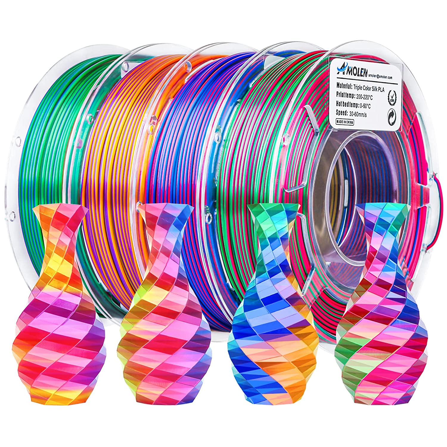 PLA Silk Triple Color Variety Pack (4x200g) - 1.75MM - The misfit market