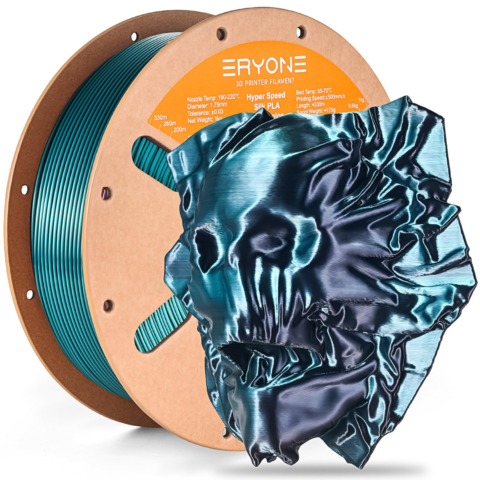 ERYONE Silk Filament PLA+ 1.75mm Shiny 3D Printer Filament, Multicolor PLA 4 in 1, 1kg (2.2LBS)/Spool, HS Silk Quadruple Color Aurora Dream (Teal Green & Violet & Electric Pink & Indigo) - The misfit market