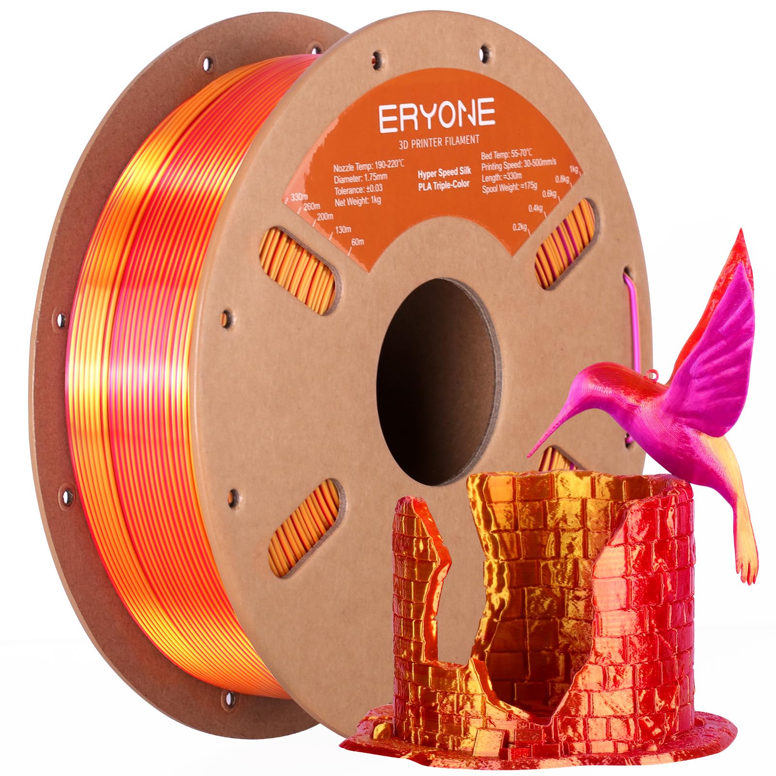 ERYONE Silk Filament PLA+ 1.75mm Shiny 3D Printer Filament, Multicolor PLA 4 in 1, 1kg (2.2LBS)/Spool, HS Silk Quadruple Color Aurora Dream (Teal Green & Violet & Electric Pink & Indigo) - The misfit market