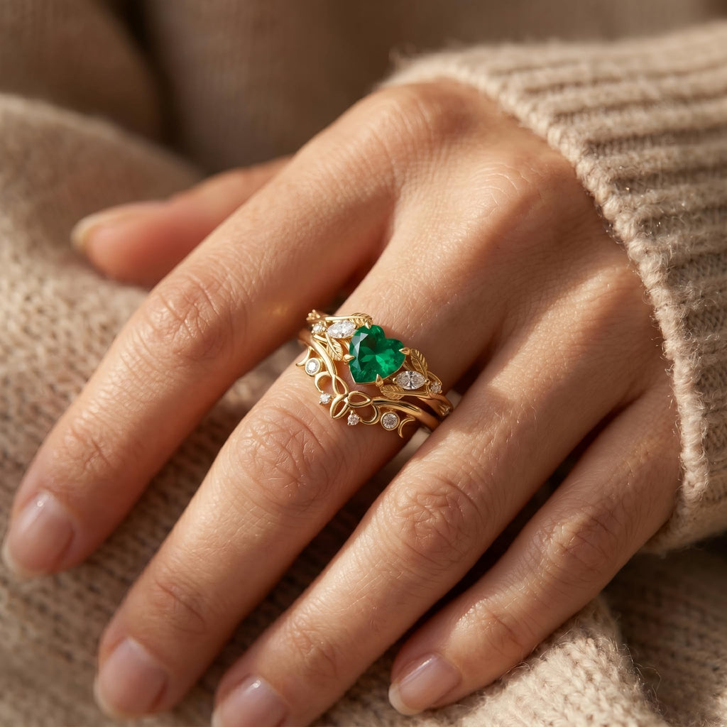Emerald Ring For Women One To Three Carat In 10K 14K Or 18K Gold May Birthstone Wedding Promise Ring Free Engraving - The misfit market