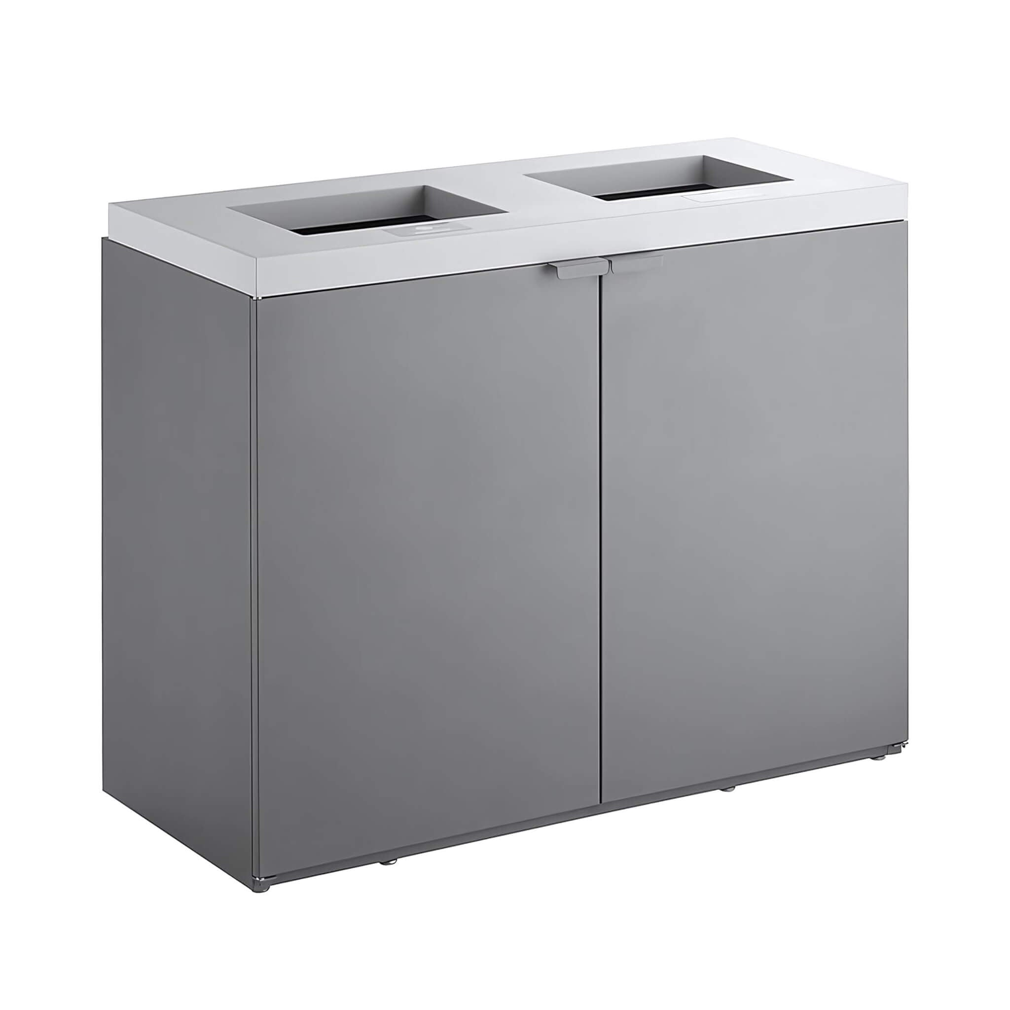 86-Gallon Heavy-Duty Commercial Steel Two-Stream Trash Can Cabinet (SAK74623)