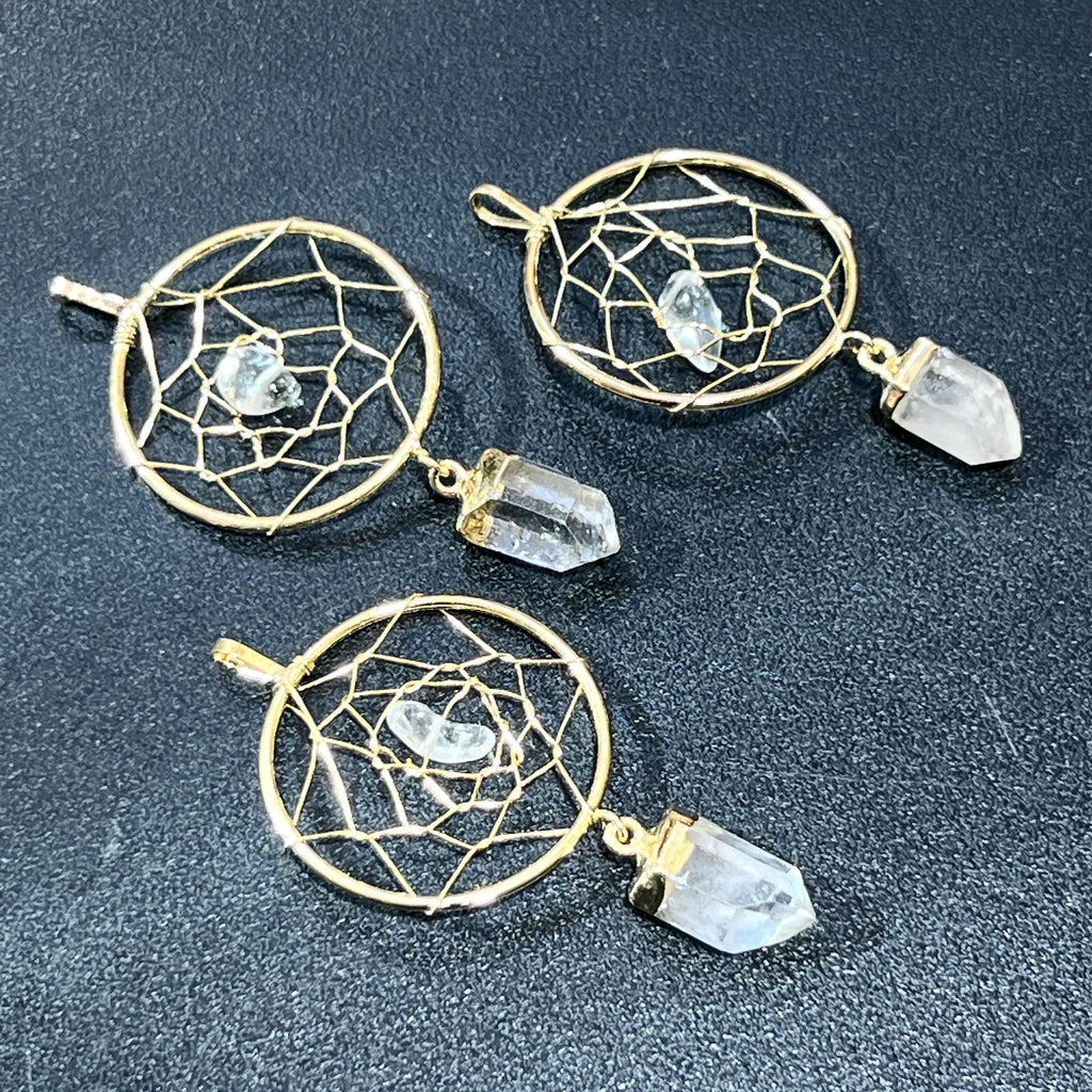 Dreamcatcher Crystal Pendant (Quartz Point)(Gold Plated) - The misfit market