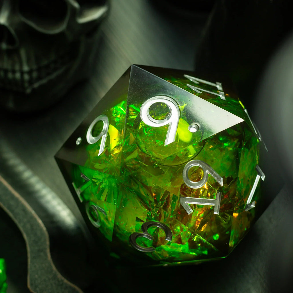 Massive Green Liquid Core 95MM Chonk Handmade Resin Dice And Box - The misfit market