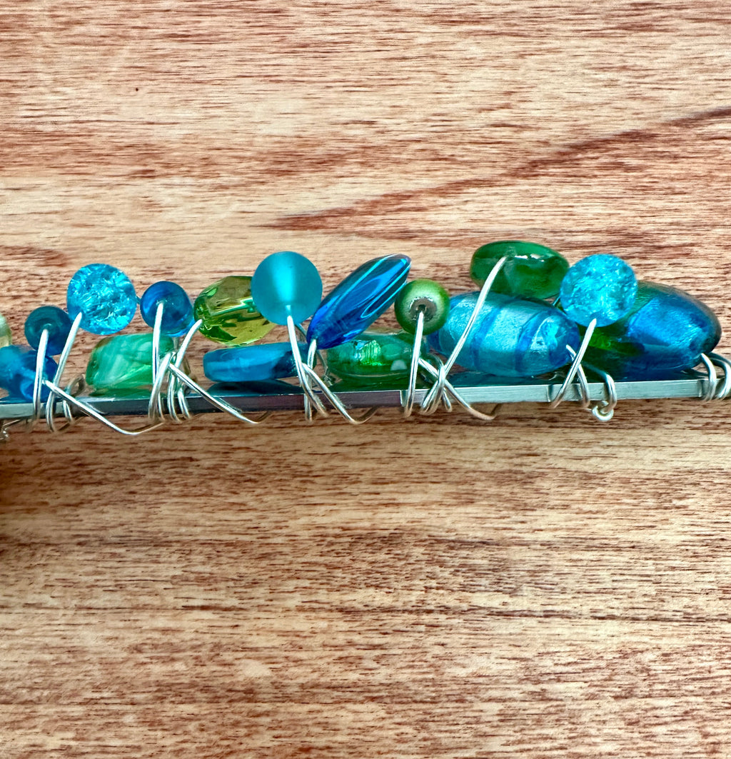 Beaded Wire Wrapped Coffee Scoop - Turquoise & Green - The misfit market
