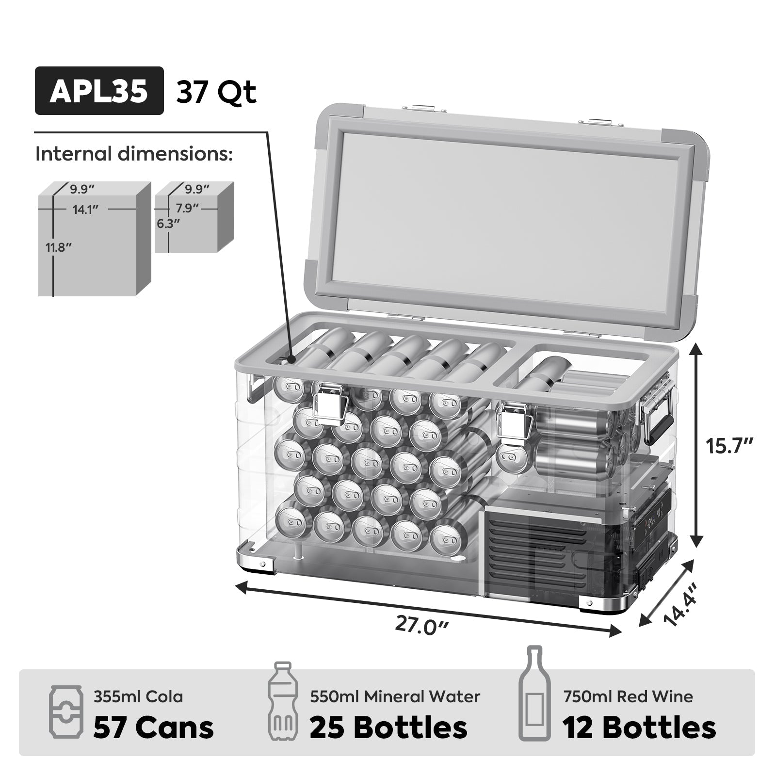 APL35 Dual Zone Aluminum Fridge refrigerator| ICECO | 35 LT - The misfit market
