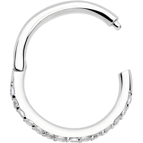 14k Solid White Gold Hinged Segment Ring Forward Facing CZ 18G 5/16
