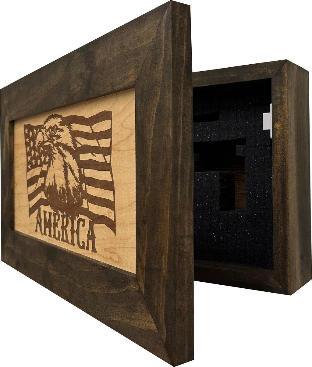 American Flag with Bald Eagle Patriotic Decorative Wall-Mounted Secure Gun Cabinet - The misfit market
