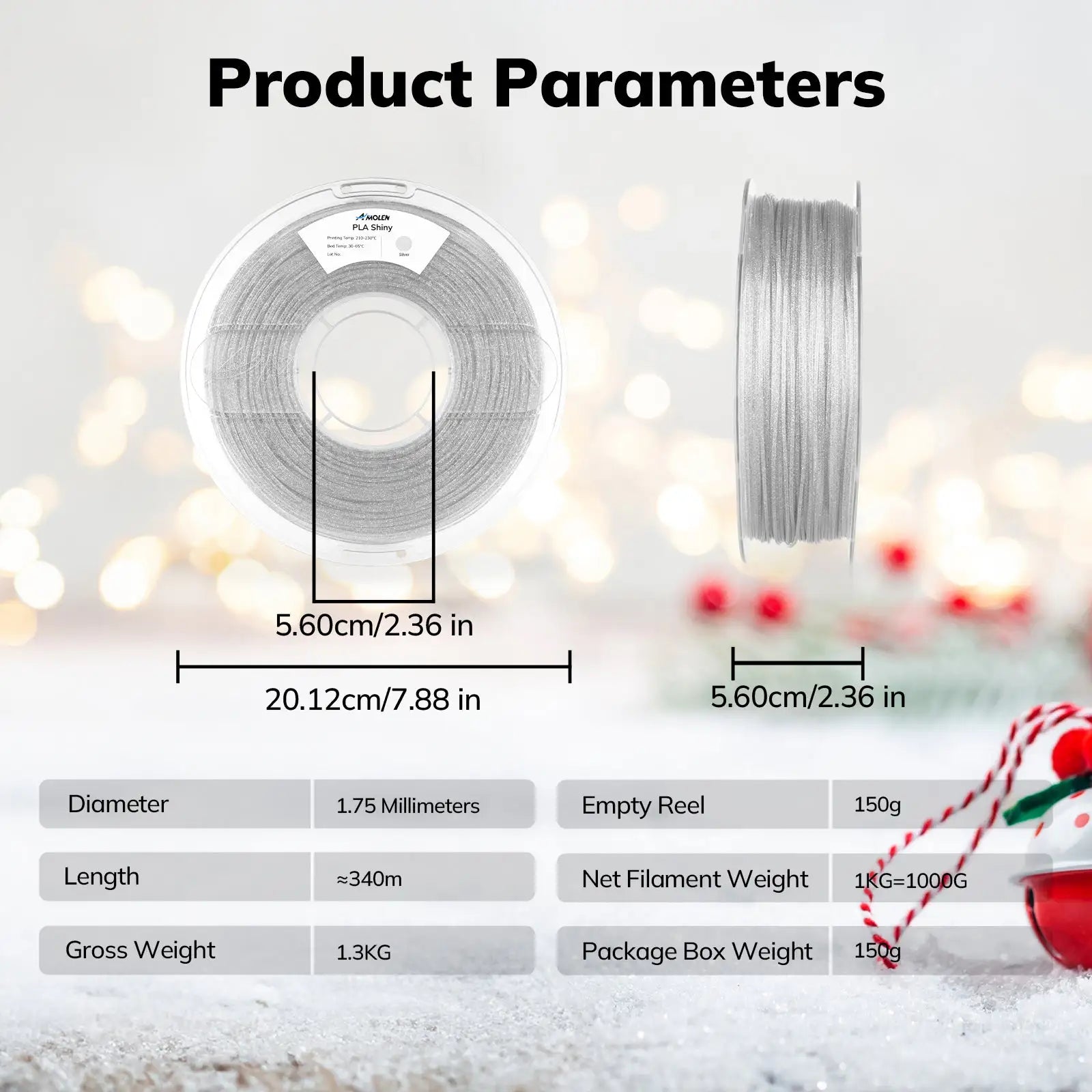 PLA Shiny Glitter 1.75mm, 1KG/2.2LB - The misfit market