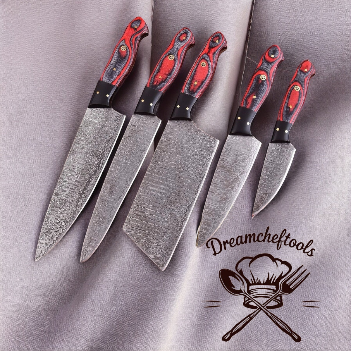 Forged Kitchen Knives – 13” Handmade Damascus Steel Chef Knife with Pakkawood Handle, Resin Bolster & Leather Sheath - The misfit market