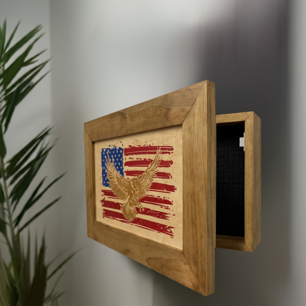 Bald Eagle & American Flag Patriotic Decorative Wall-Mounted Secure Gun Cabinet - The misfit market