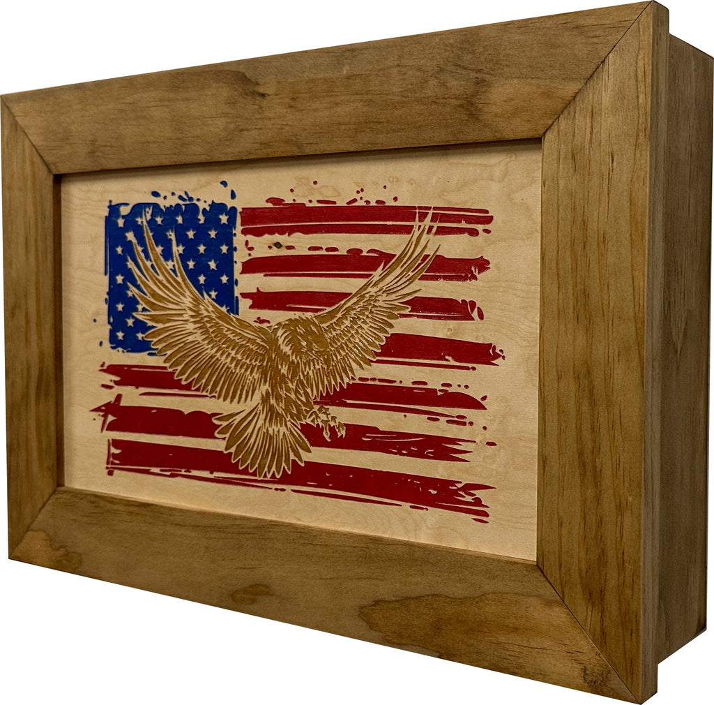 Bald Eagle & American Flag Patriotic Decorative Wall-Mounted Secure Gun Cabinet - The misfit market