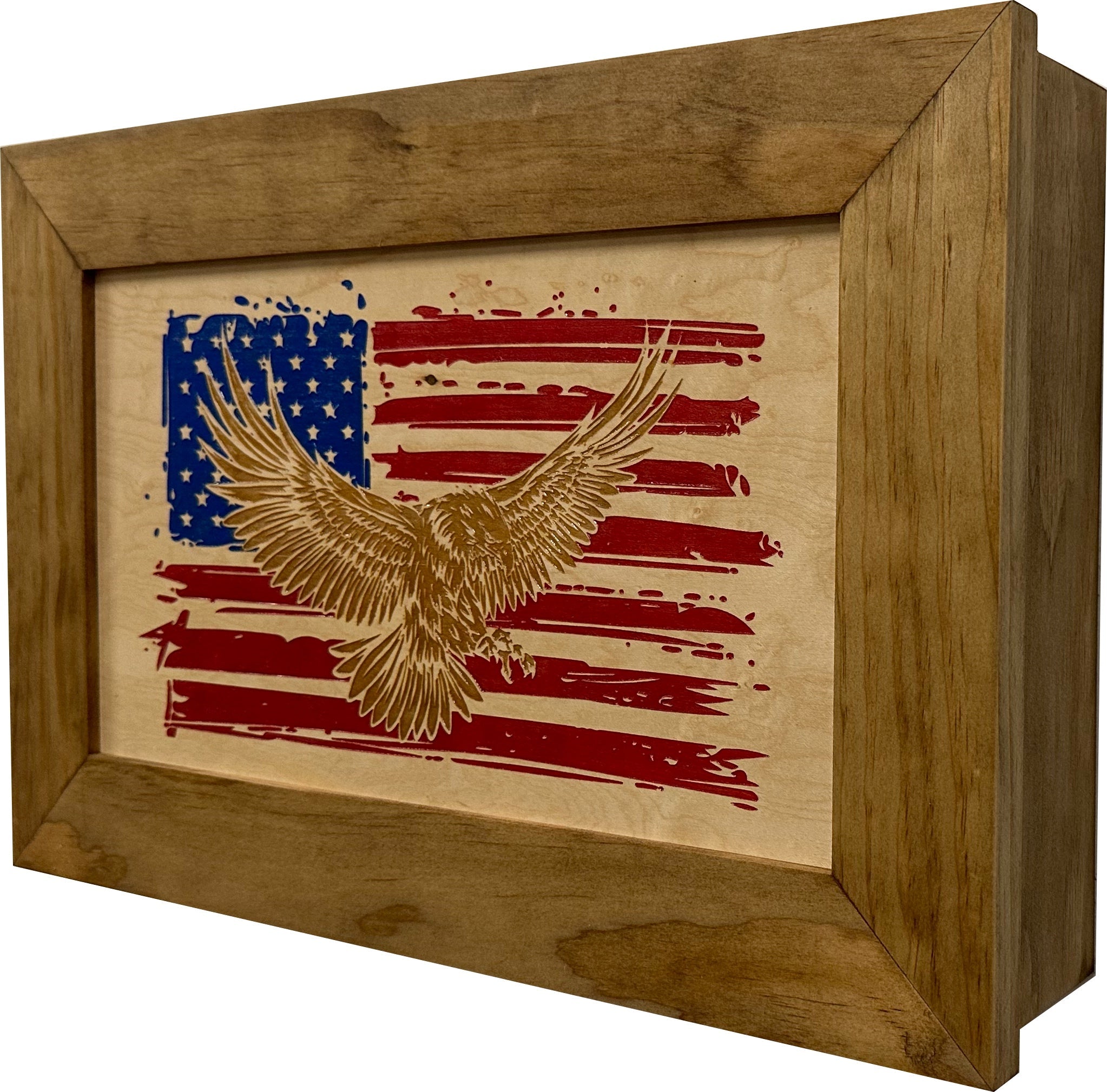 Bald Eagle & American Flag Patriotic Decorative Wall-Mounted Secure Gun Cabinet - The misfit market