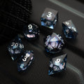 Black And Silver Glitter Liquid Core Handmade Resin DND Dice Set - The misfit market