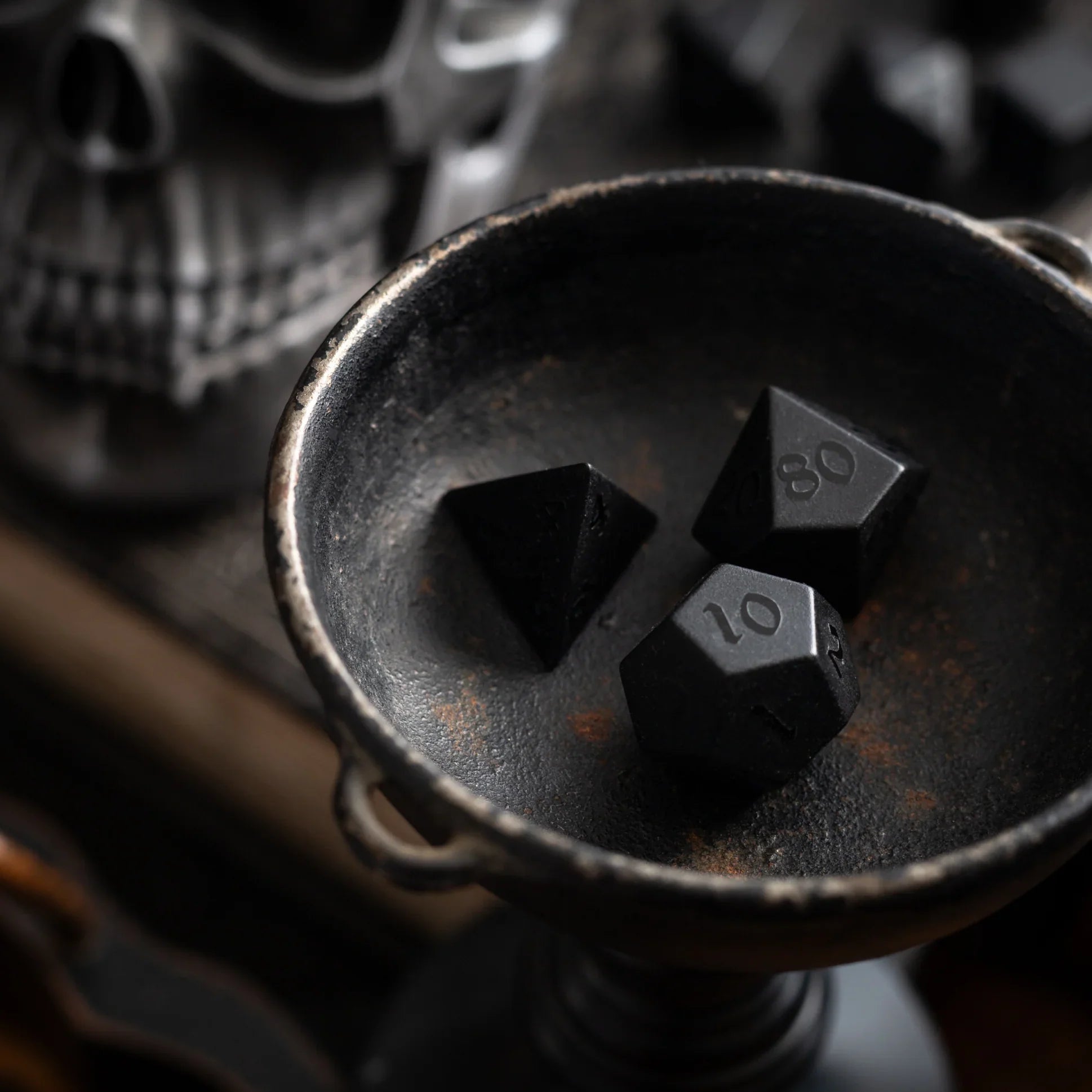 Gemstone Black Night Raised Obsidian Hand Carved DND Dice Set - The misfit market
