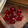 Blood Red Hand Carved Zircon Glass DND Dice Set - The misfit market