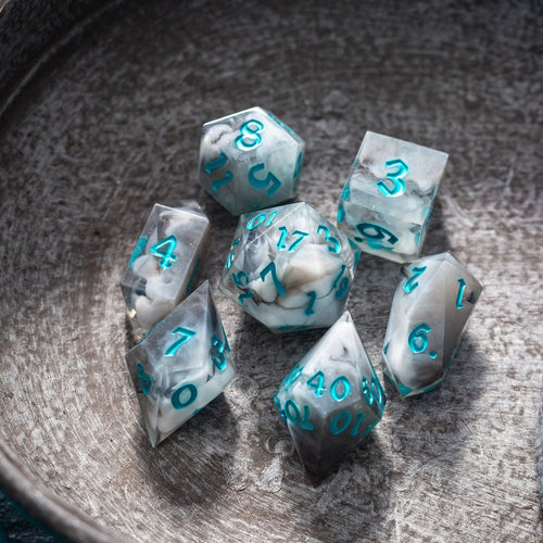 Blue Cloud Handmade Resin DND Dice Set - The misfit market